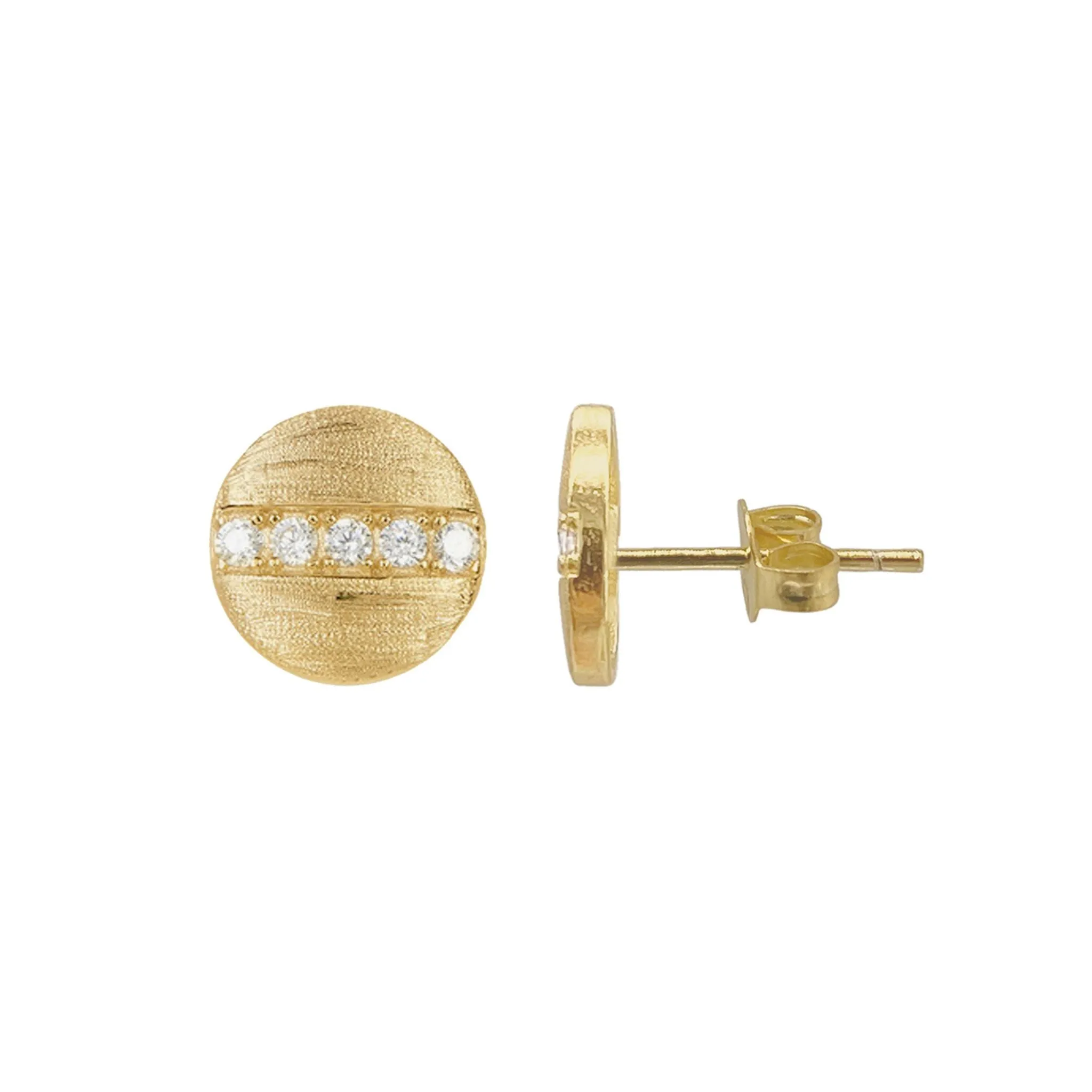 Adornia Pave Line Disc Studs  gold