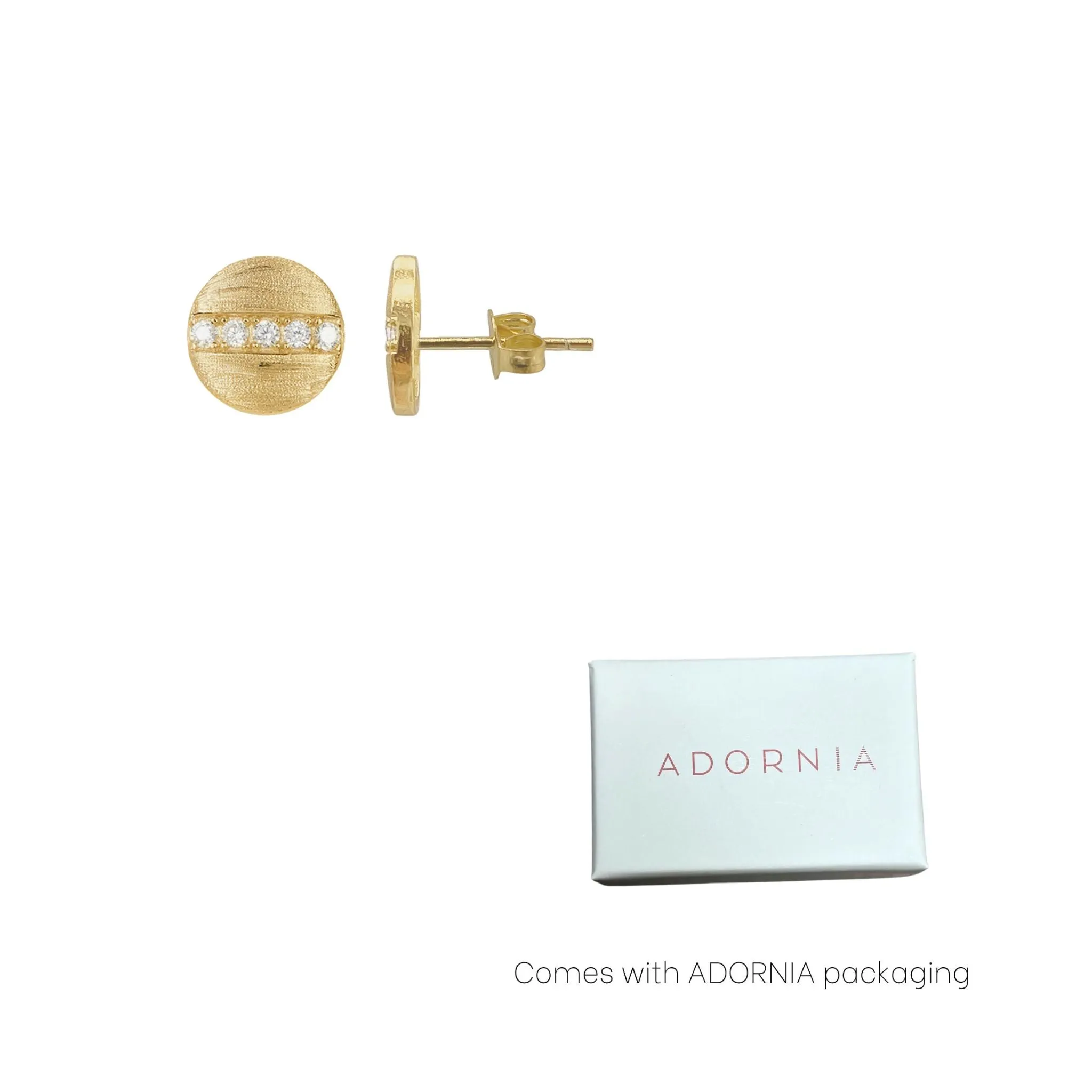 Adornia Pave Line Disc Studs  gold