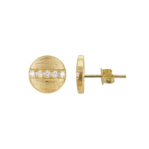 Adornia Pave Line Disc Studs  gold