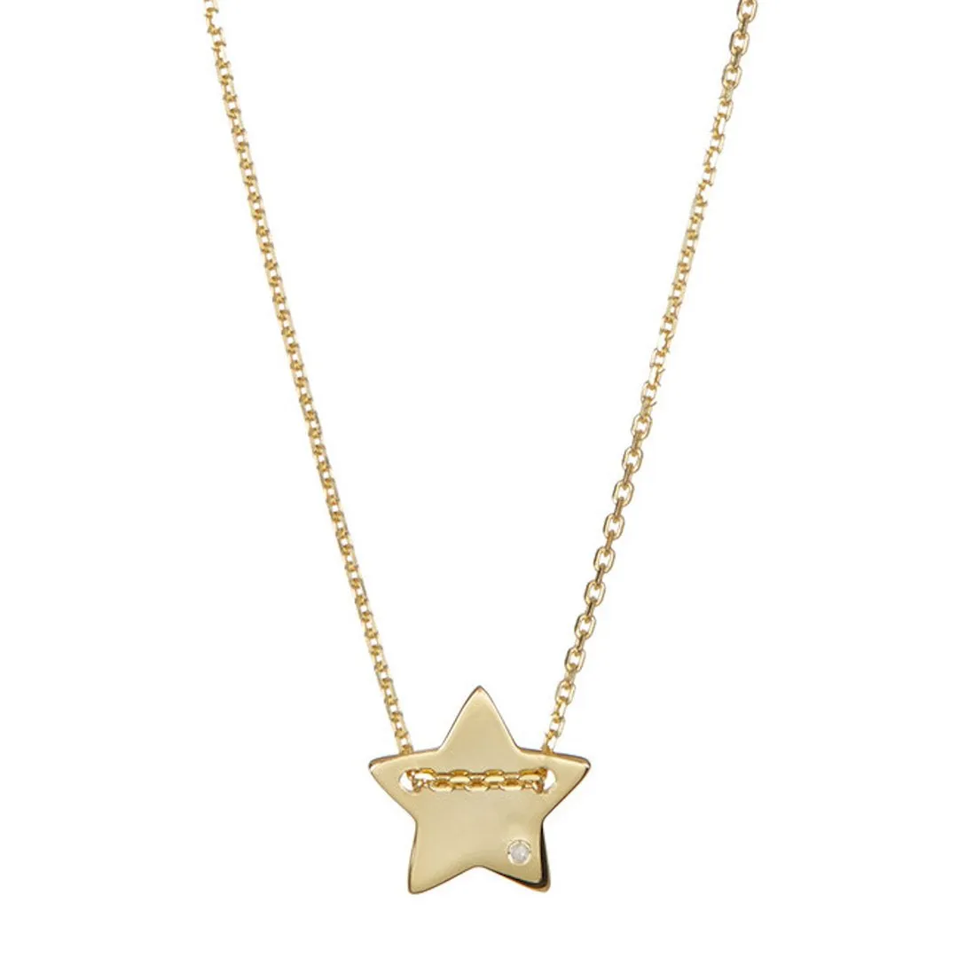 Adornia Star Pendant Necklace with Pave Diamond gold