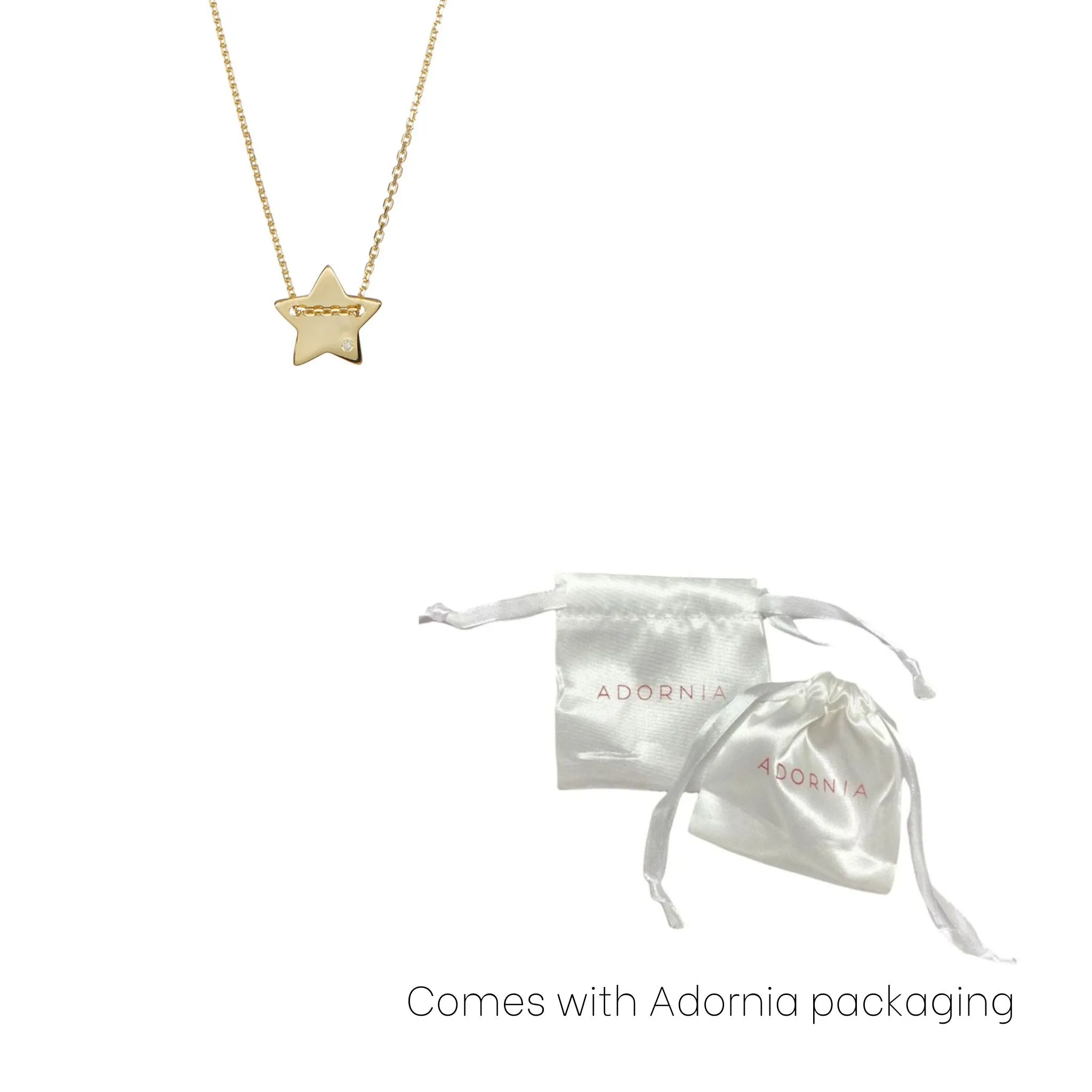 Adornia Star Pendant Necklace with Pave Diamond gold