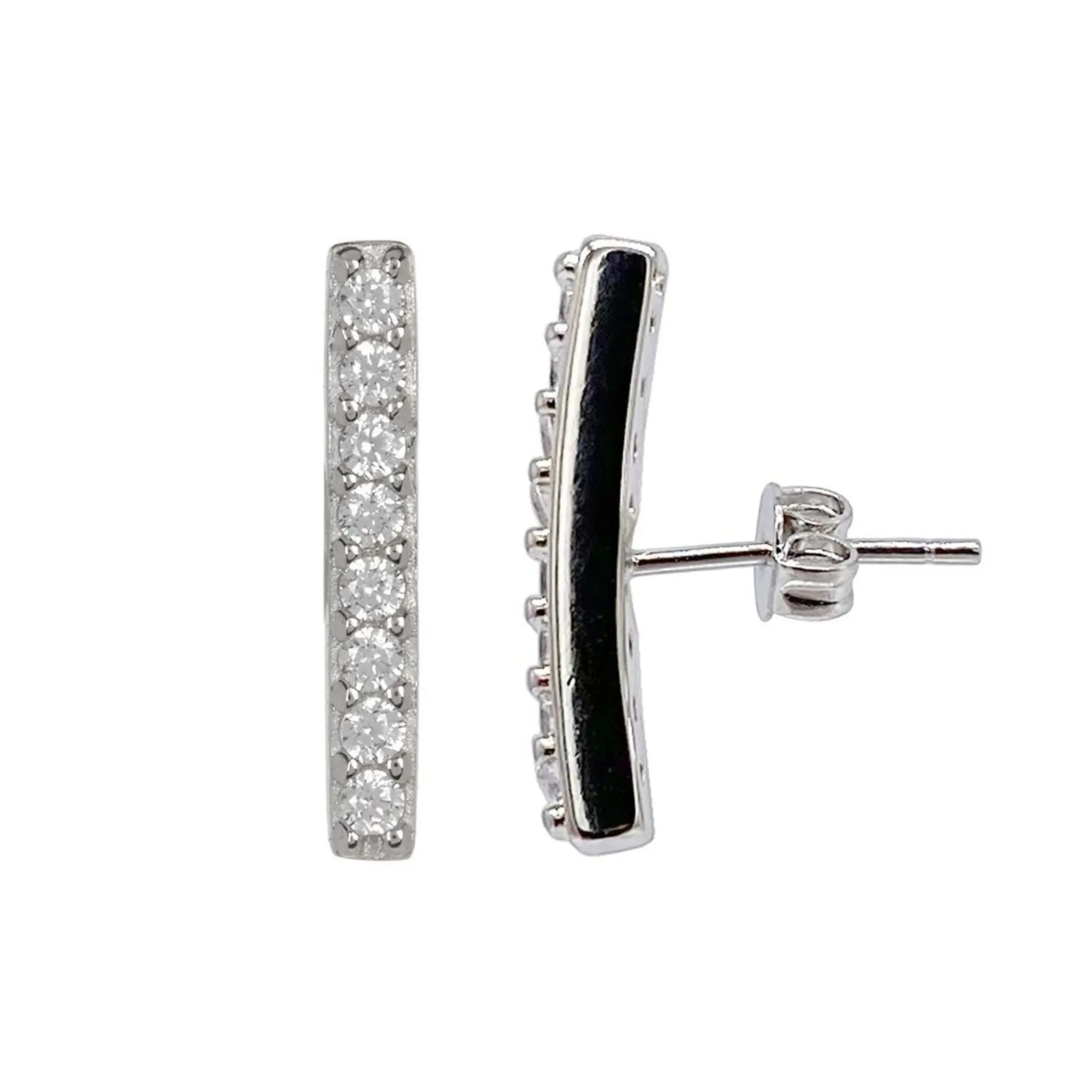 Adornia Swarovski Crystal Bar Studs Silver
