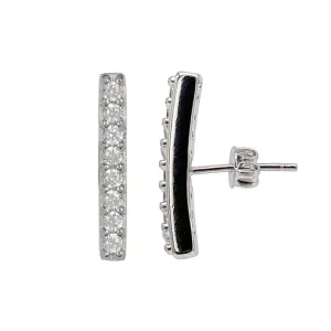 Adornia Swarovski Crystal Bar Studs Silver