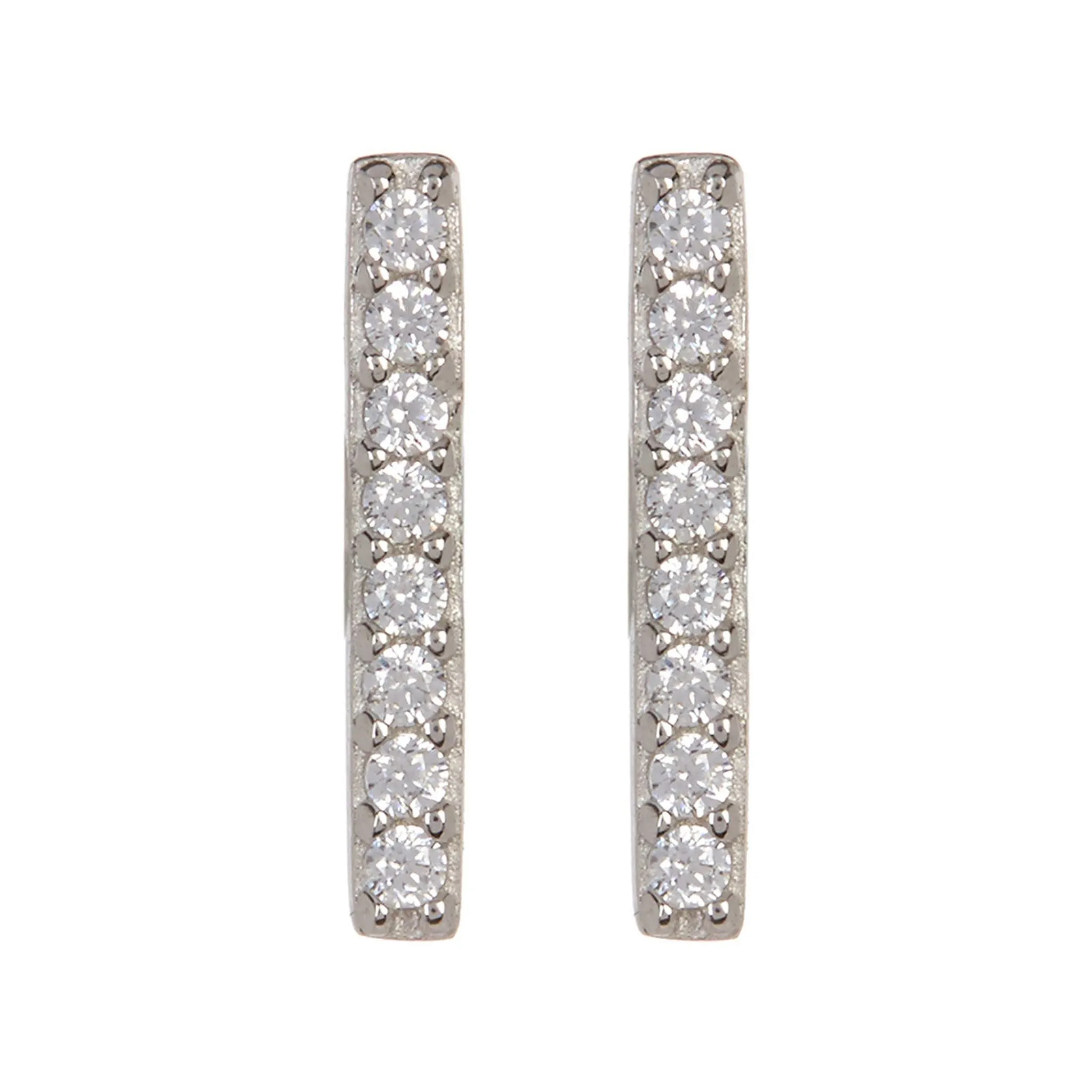 Adornia Swarovski Crystal Bar Studs Silver