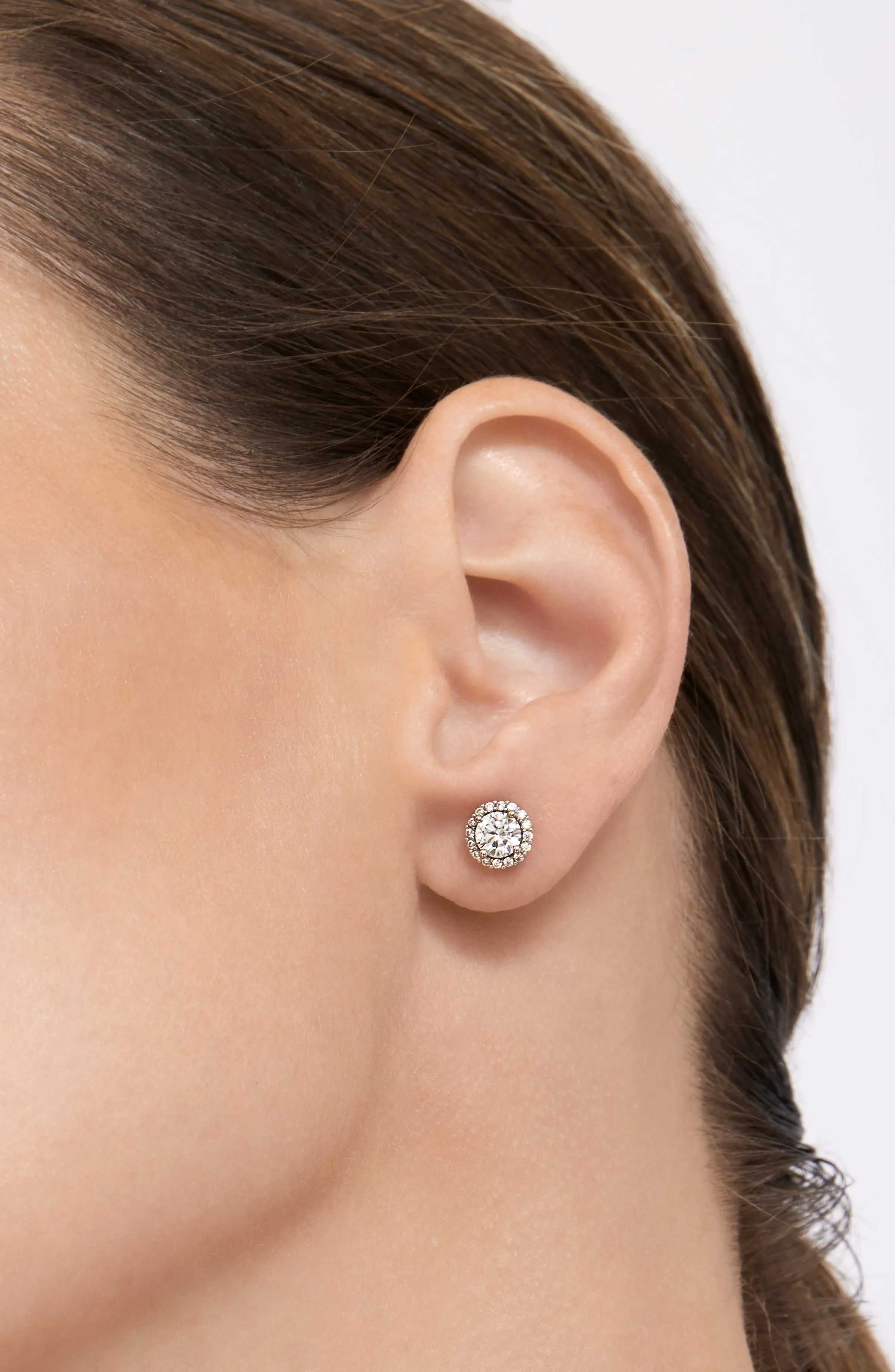Adornia  Swarovski Crystal Halo Earrings silver