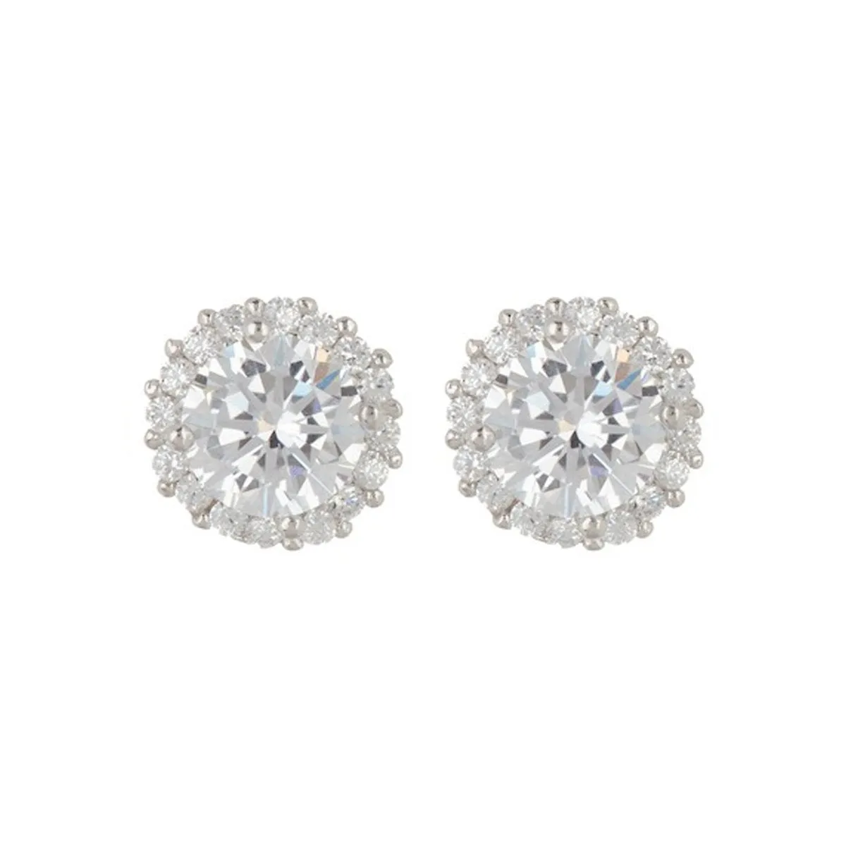 Adornia  Swarovski Crystal Halo Earrings silver