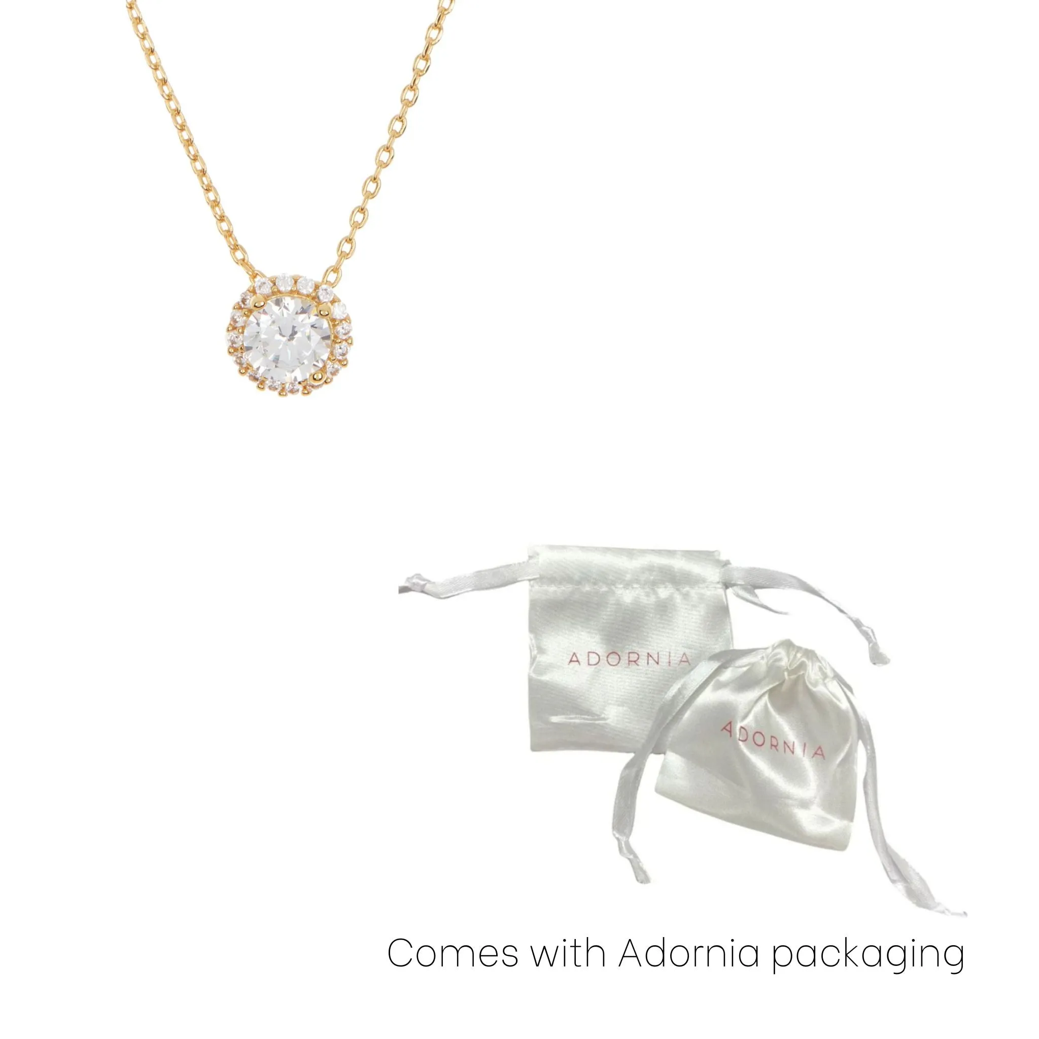 Adornia Swarovski Crystal Halo Necklace  gold
