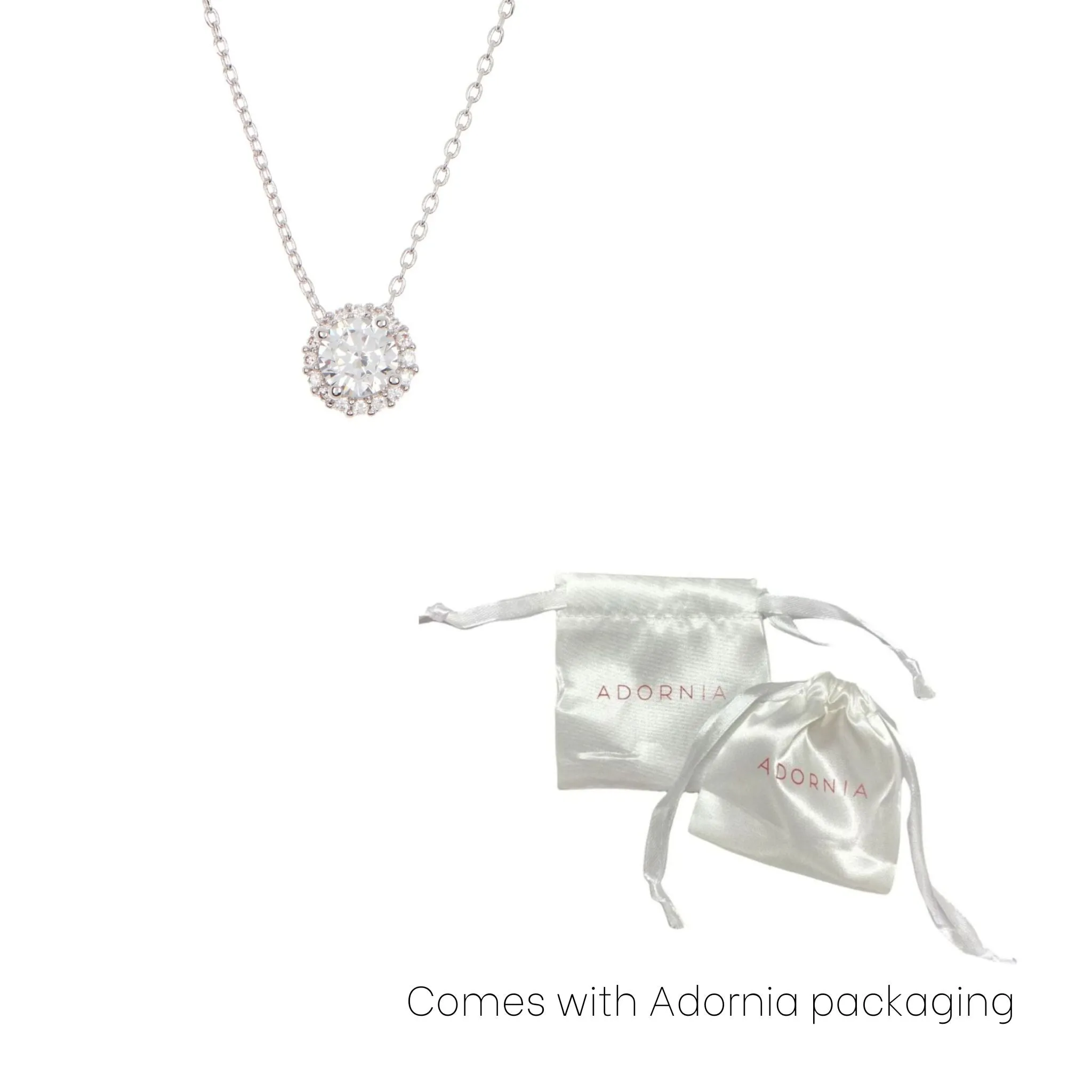 Adornia Swarovski Crystal Halo Necklace silver