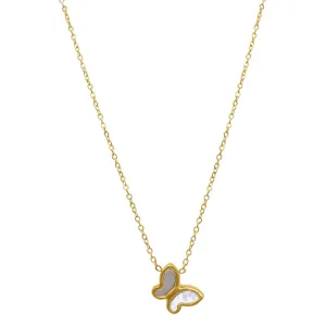 Adornia White Mother of Pearl Butterfly Necklace gold