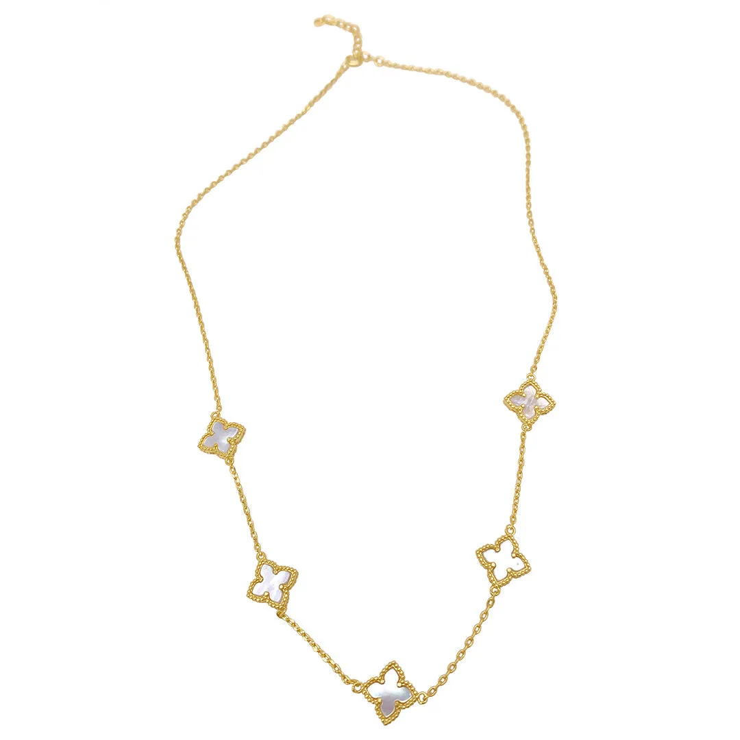 Adornia White Mother of Pearl Floral Necklace gold