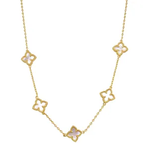Adornia White Mother of Pearl Floral Necklace gold