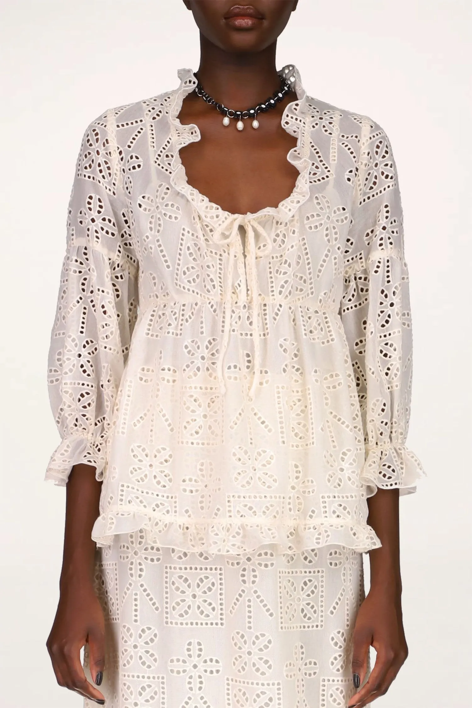 Aesthetic Eyelet Top Annasui