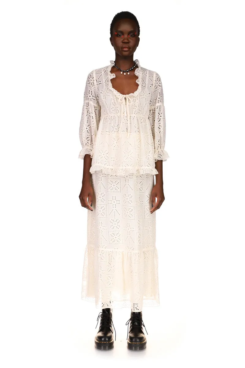 Aesthetic Eyelet Top Annasui