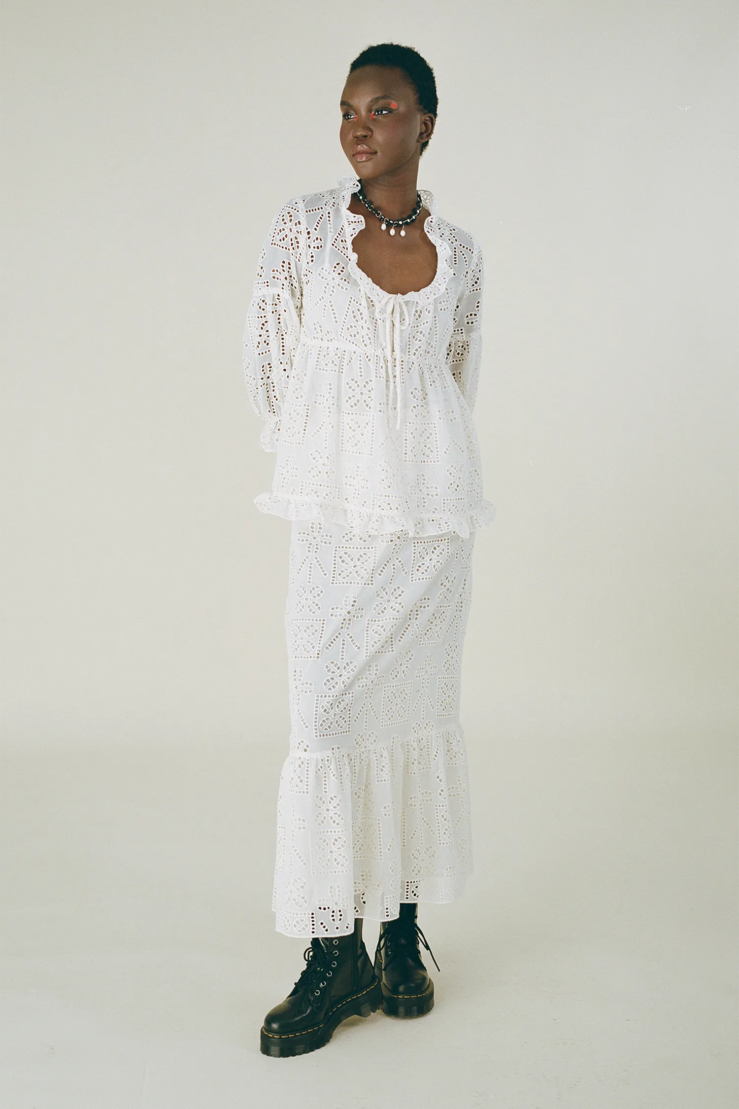 Aesthetic Eyelet Top Annasui