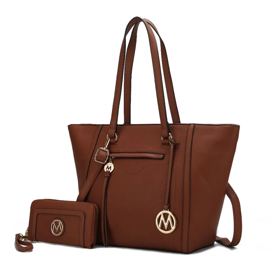 Alexandra Vegan Leather Womens Tote Bag with Wallet  2 pieces