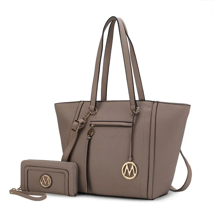 Alexandra Vegan Leather Womens Tote Bag with Wallet  2 pieces