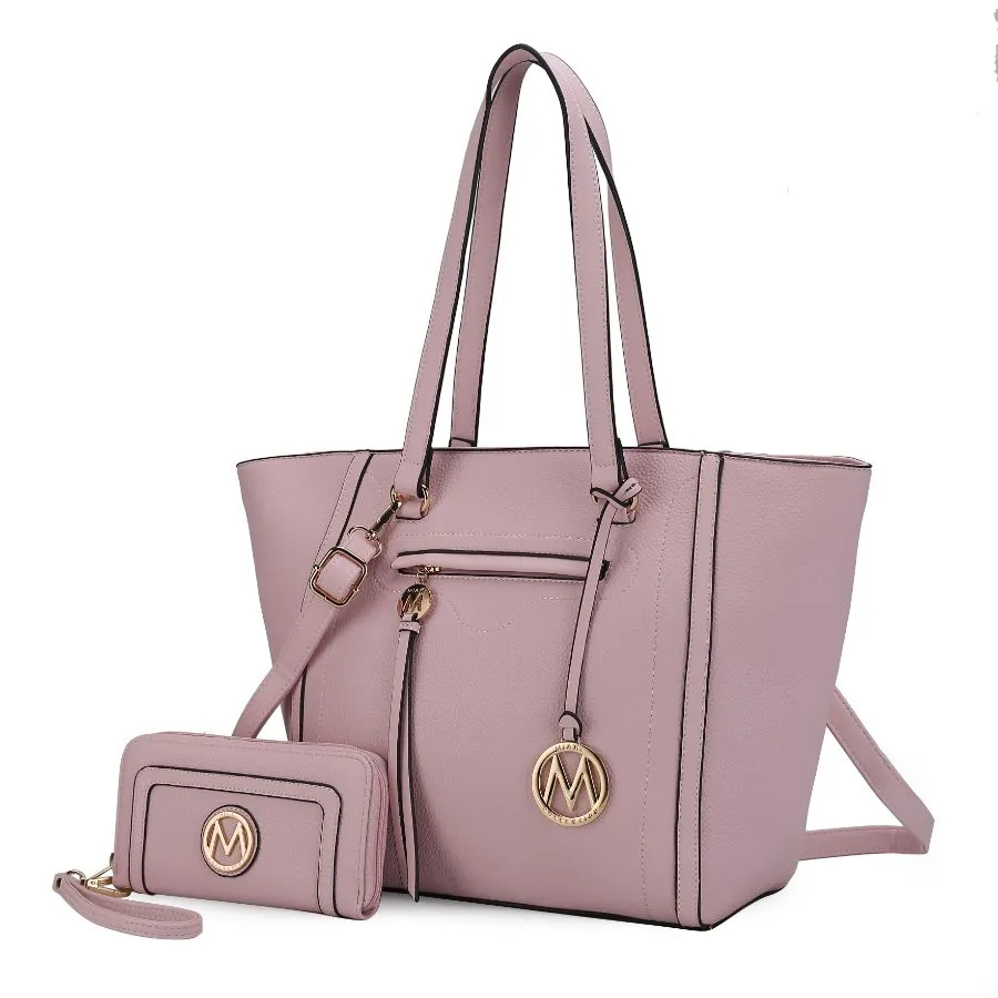 Alexandra Vegan Leather Womens Tote Bag with Wallet  2 pieces