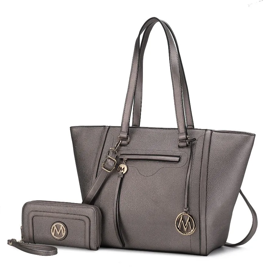 Alexandra Vegan Leather Womens Tote Bag with Wallet  2 pieces