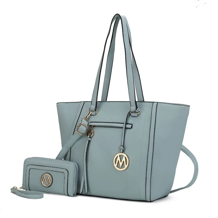Alexandra Vegan Leather Womens Tote Bag with Wallet  2 pieces