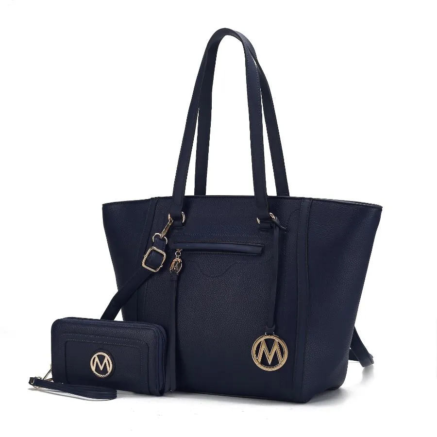 Alexandra Vegan Leather Womens Tote Bag with Wallet  2 pieces
