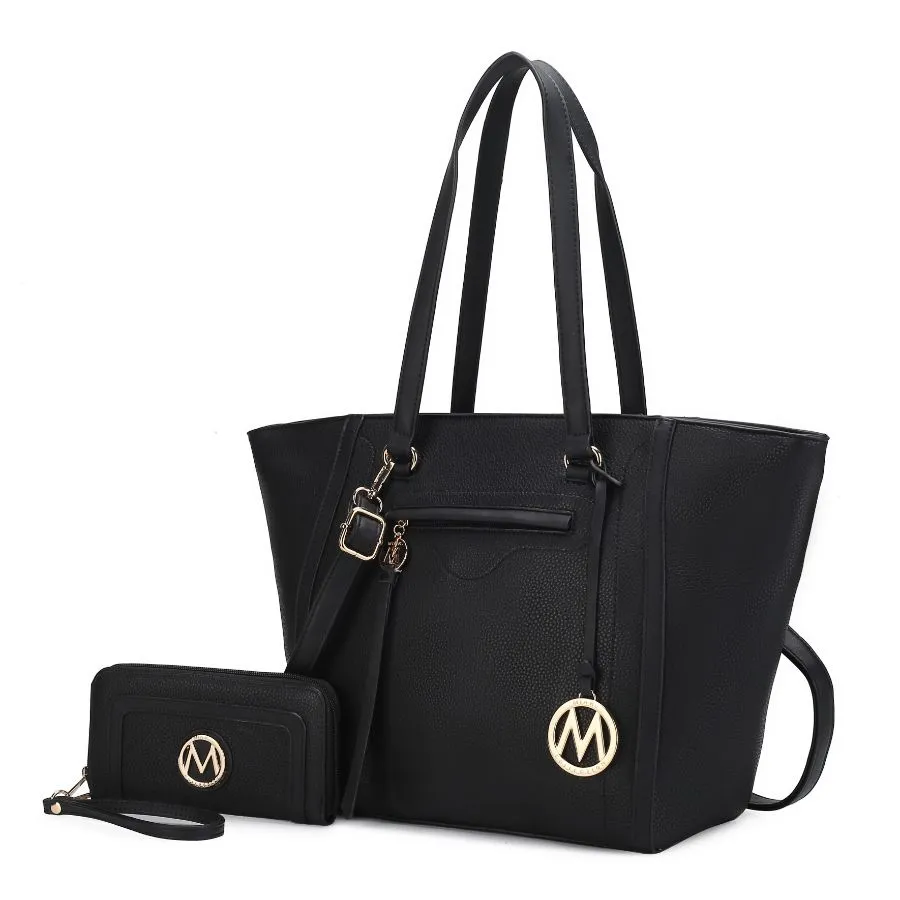 Alexandra Vegan Leather Womens Tote Bag with Wallet  2 pieces