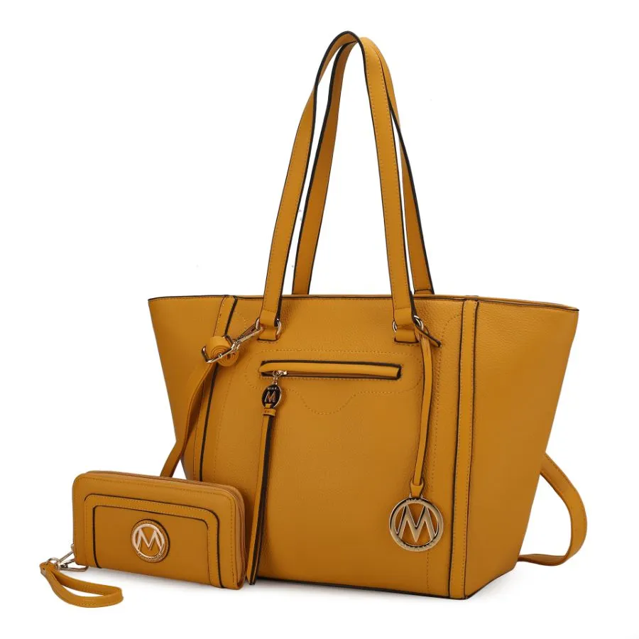 Alexandra Vegan Leather Womens Tote Bag with Wallet  2 pieces