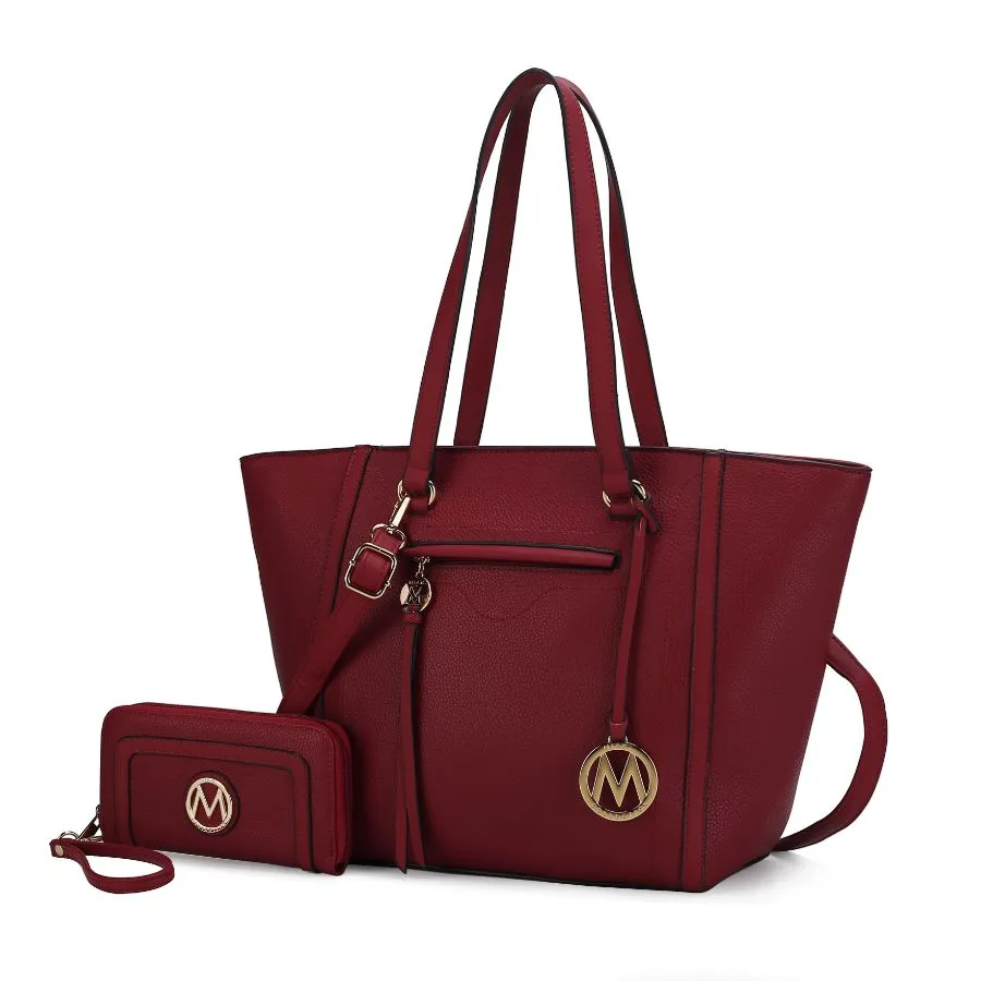 Alexandra Vegan Leather Womens Tote Bag with Wallet  2 pieces