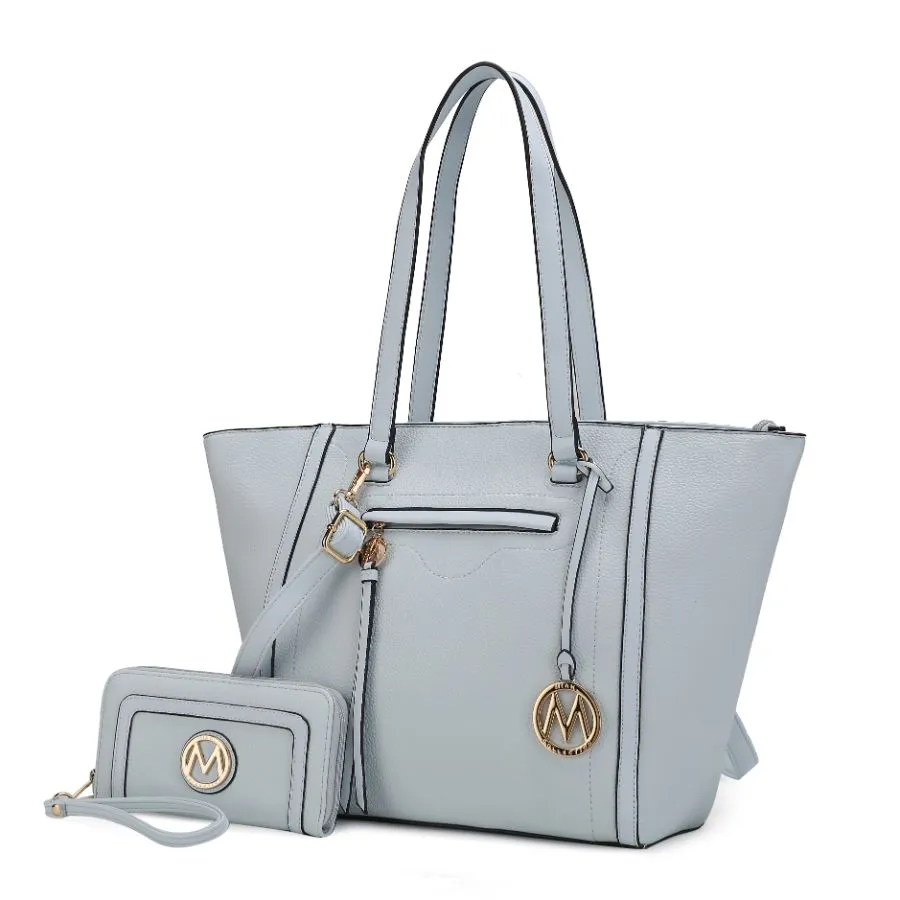 Alexandra Vegan Leather Womens Tote Bag with Wallet  2 pieces