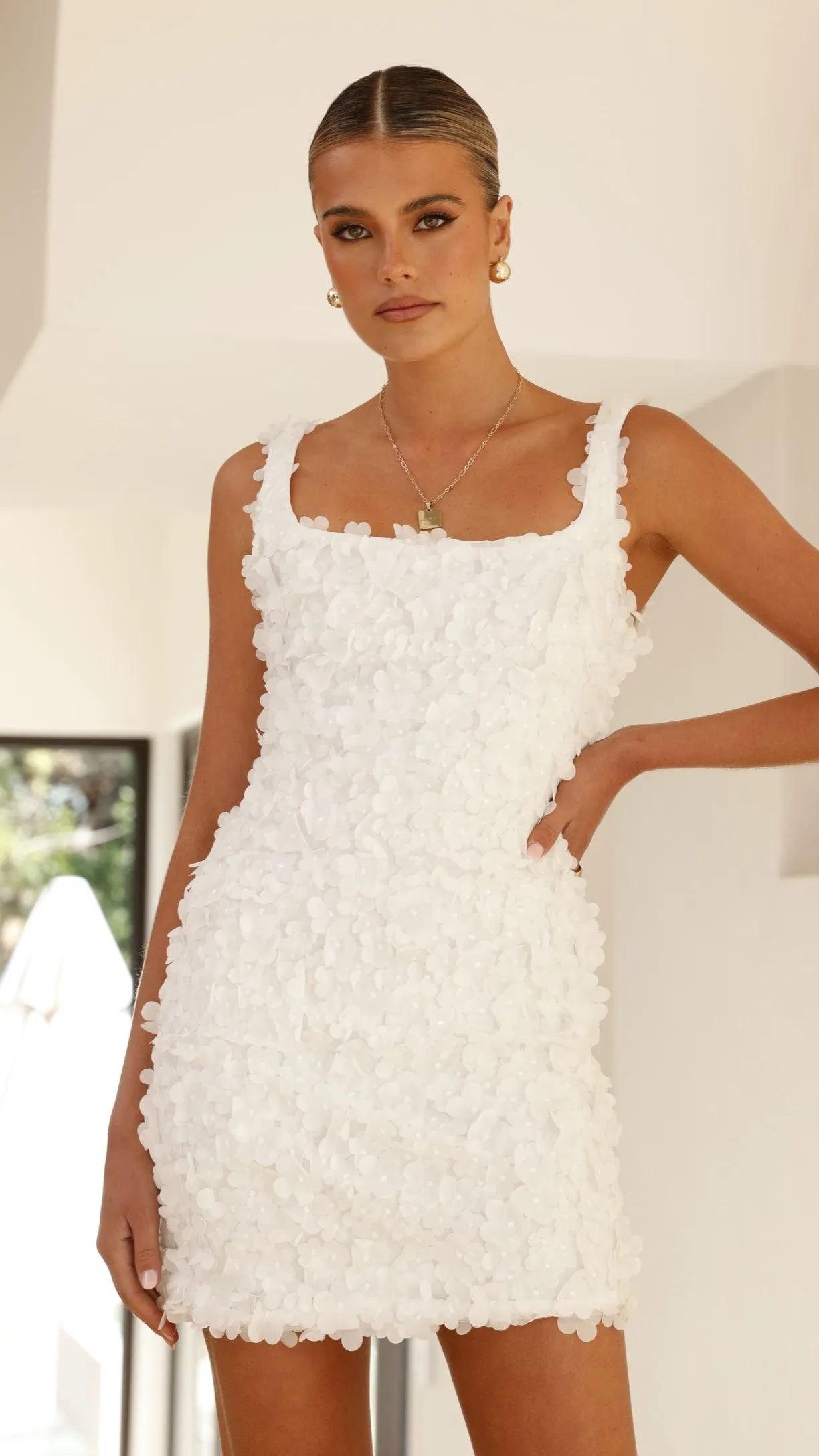Allegra Mini Dress - White Floral Billy J