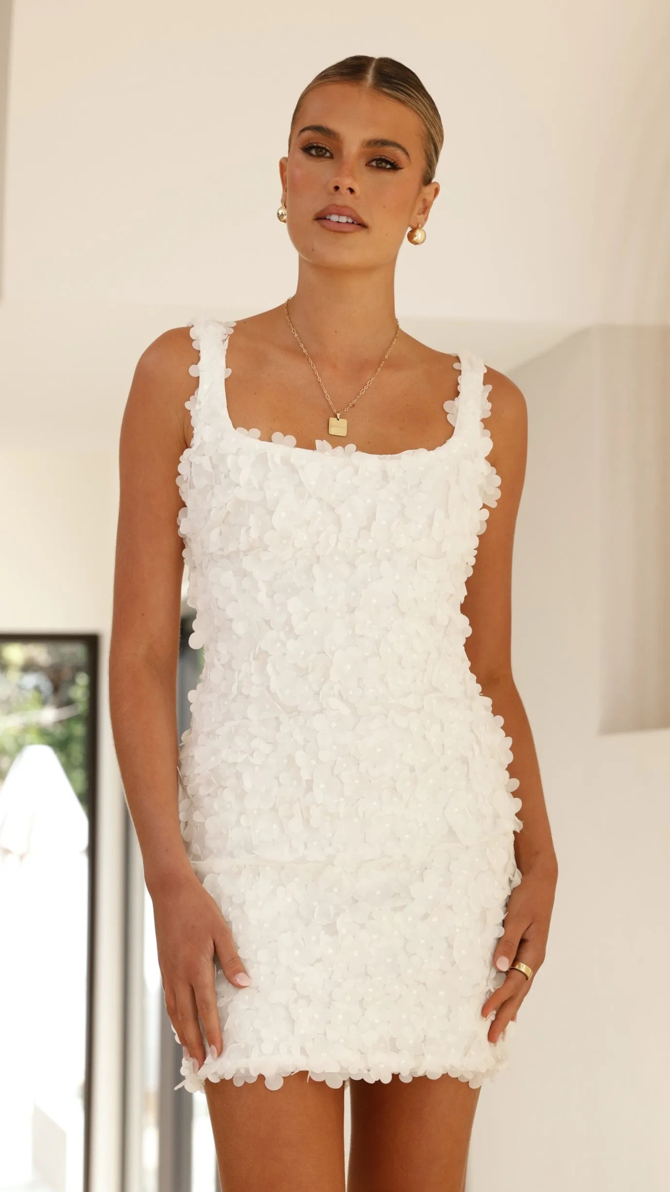 Allegra Mini Dress - White Floral Billy J