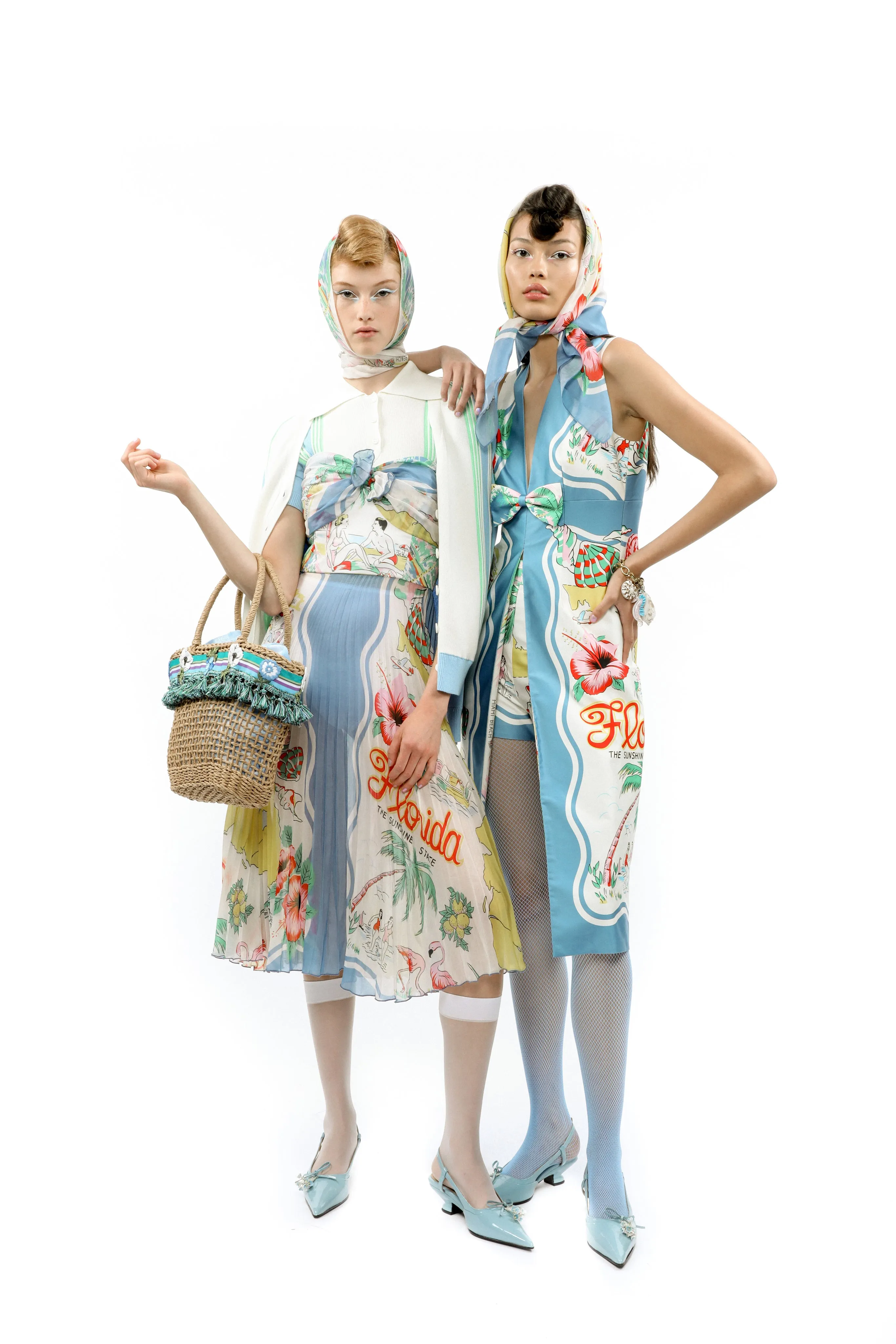 Amalfi Polo Knit Short Sleeve Top-Baby Blue Annasui