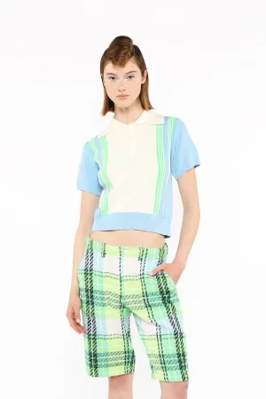Amalfi Polo Knit Short Sleeve Top-Baby Blue Annasui