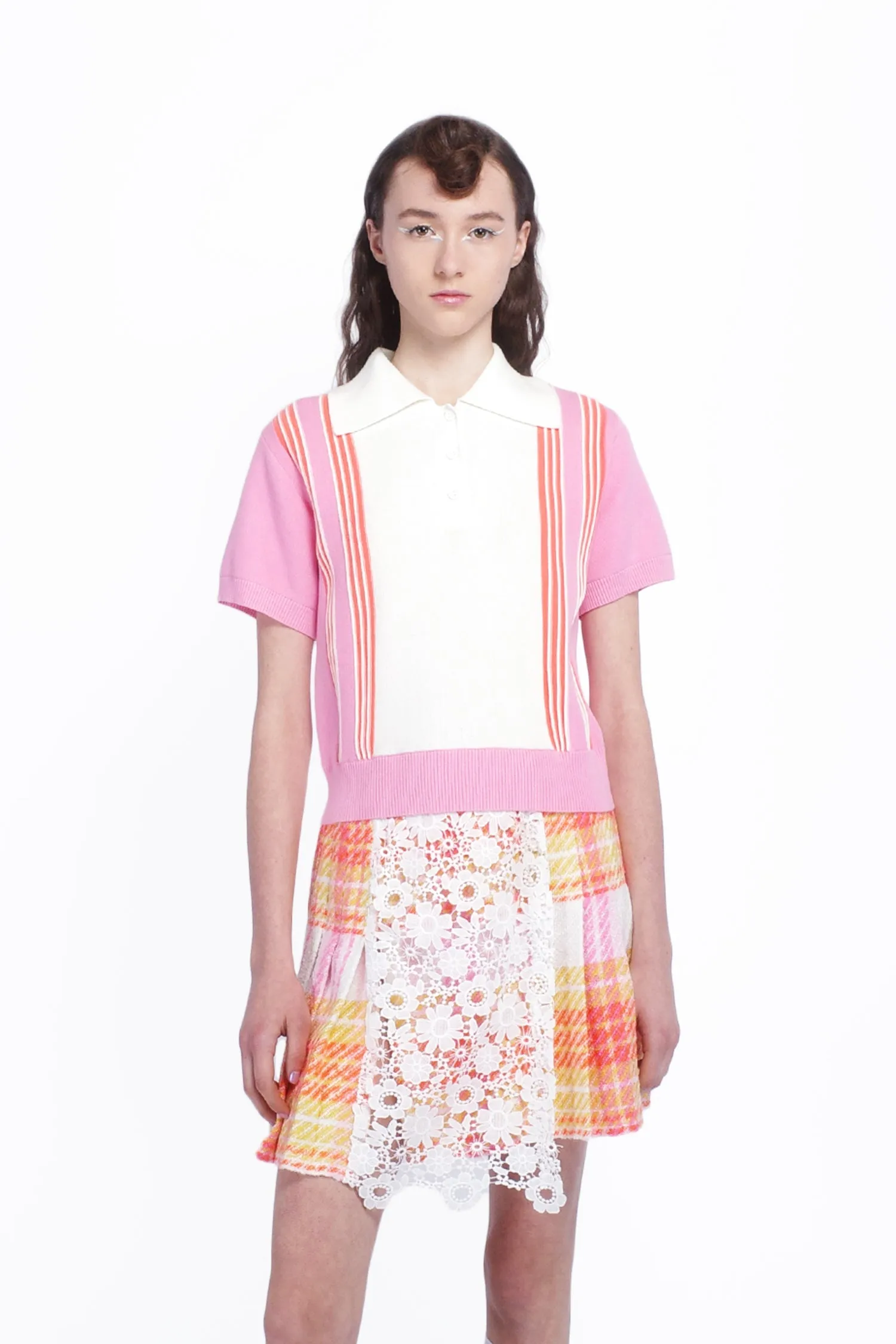 Amalfi Polo Knit Short Sleeve Top-Pink Annasui