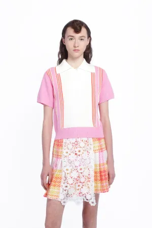 Amalfi Polo Knit Short Sleeve Top-Pink Annasui