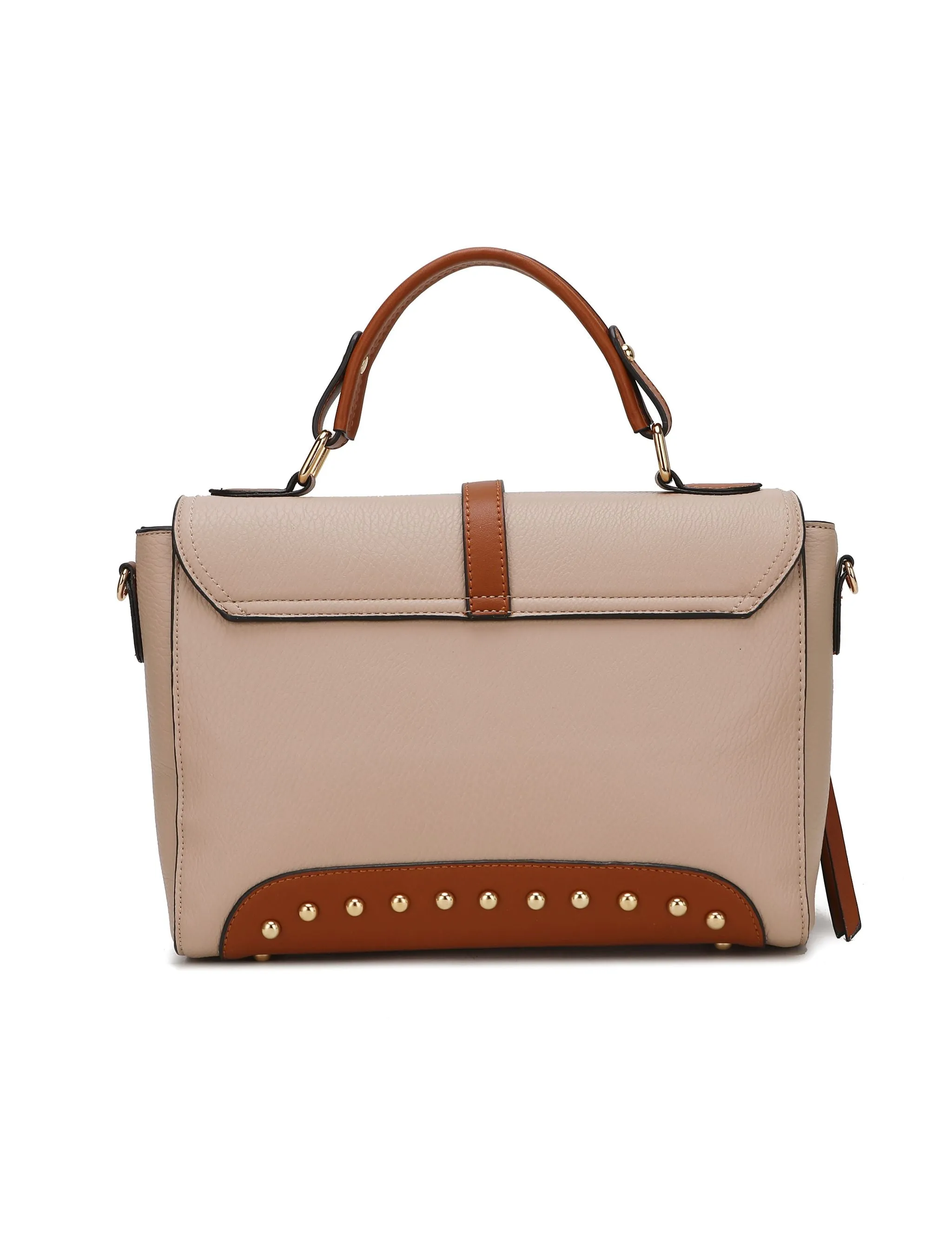 Angela vegan Color-Block Leather Womens Satchel Bag