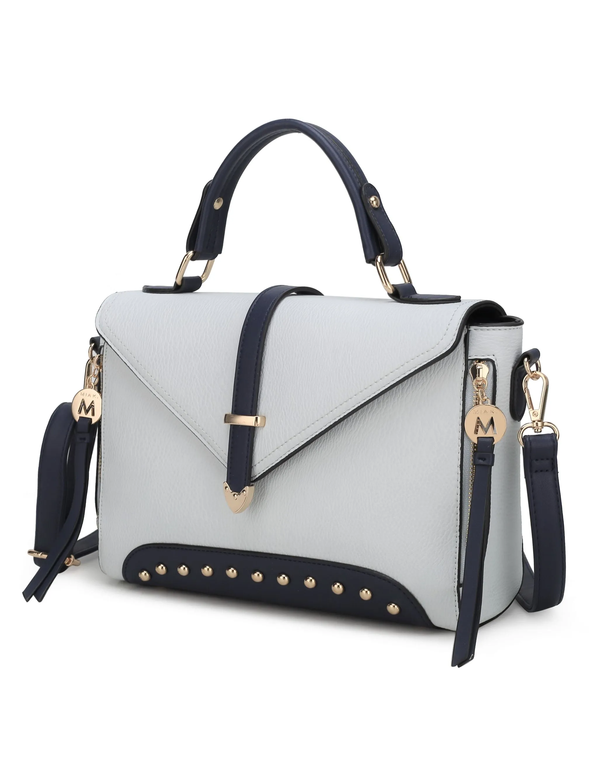 Angela vegan Color-Block Leather Womens Satchel Bag