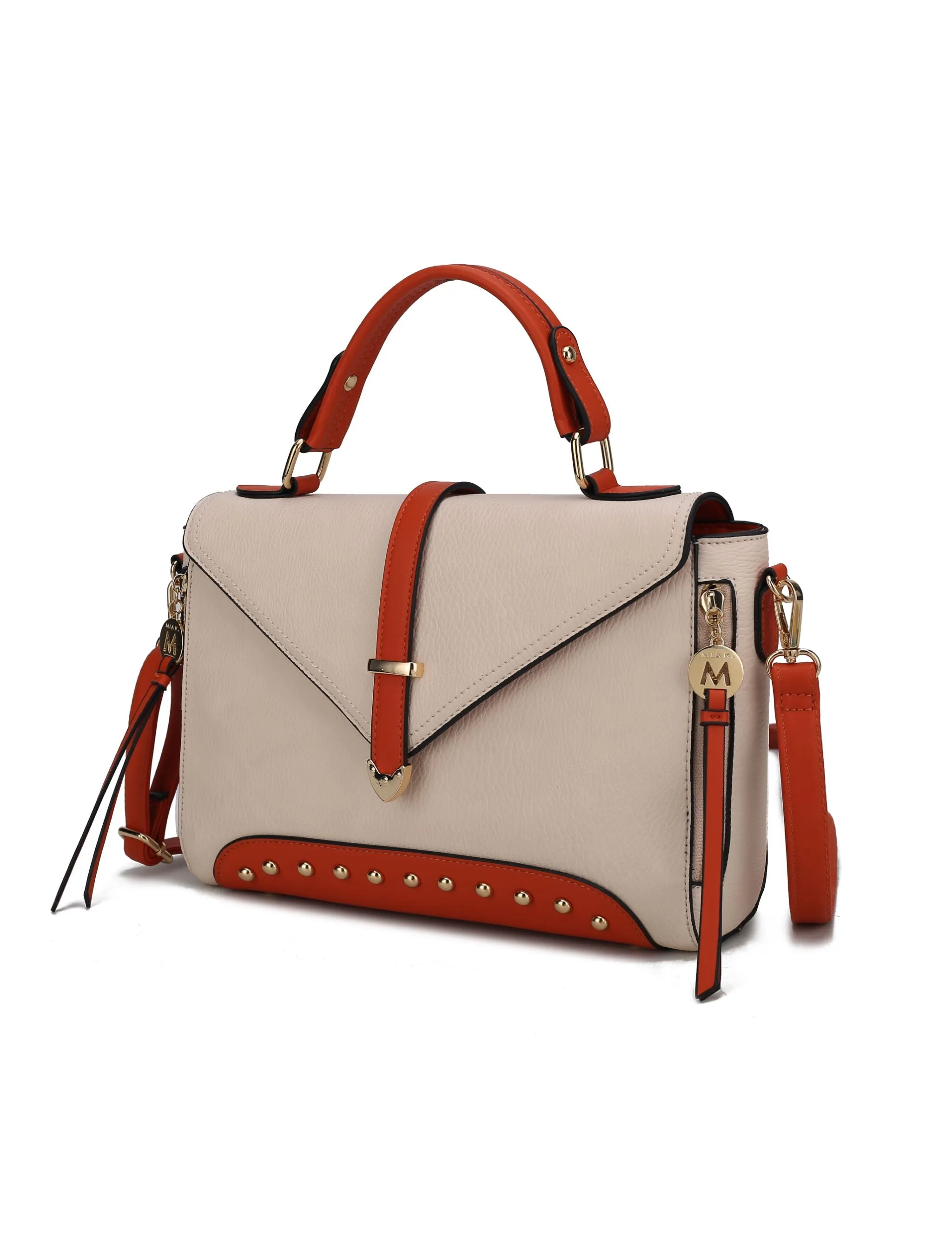 Angela vegan Color-Block Leather Womens Satchel Bag