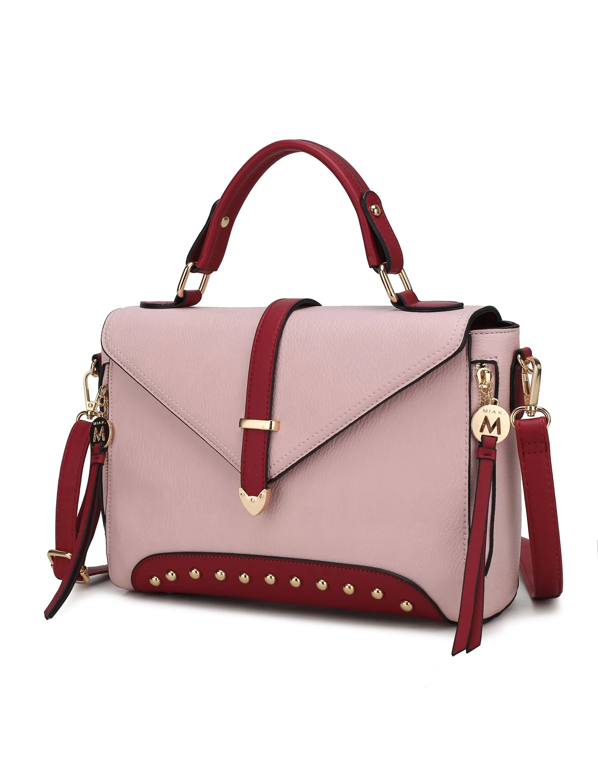 Angela vegan Color-Block Leather Womens Satchel Bag