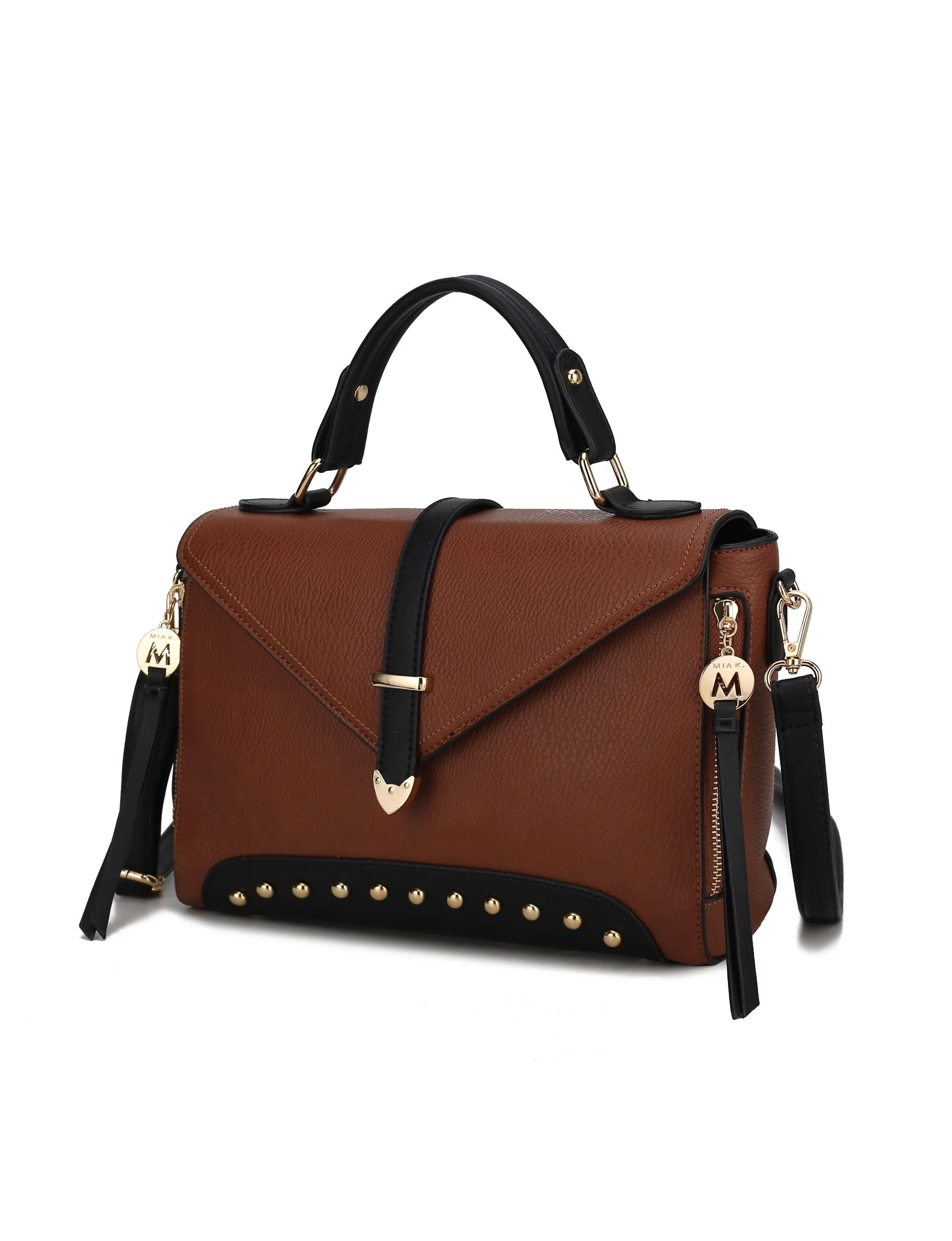Angela vegan Color-Block Leather Womens Satchel Bag