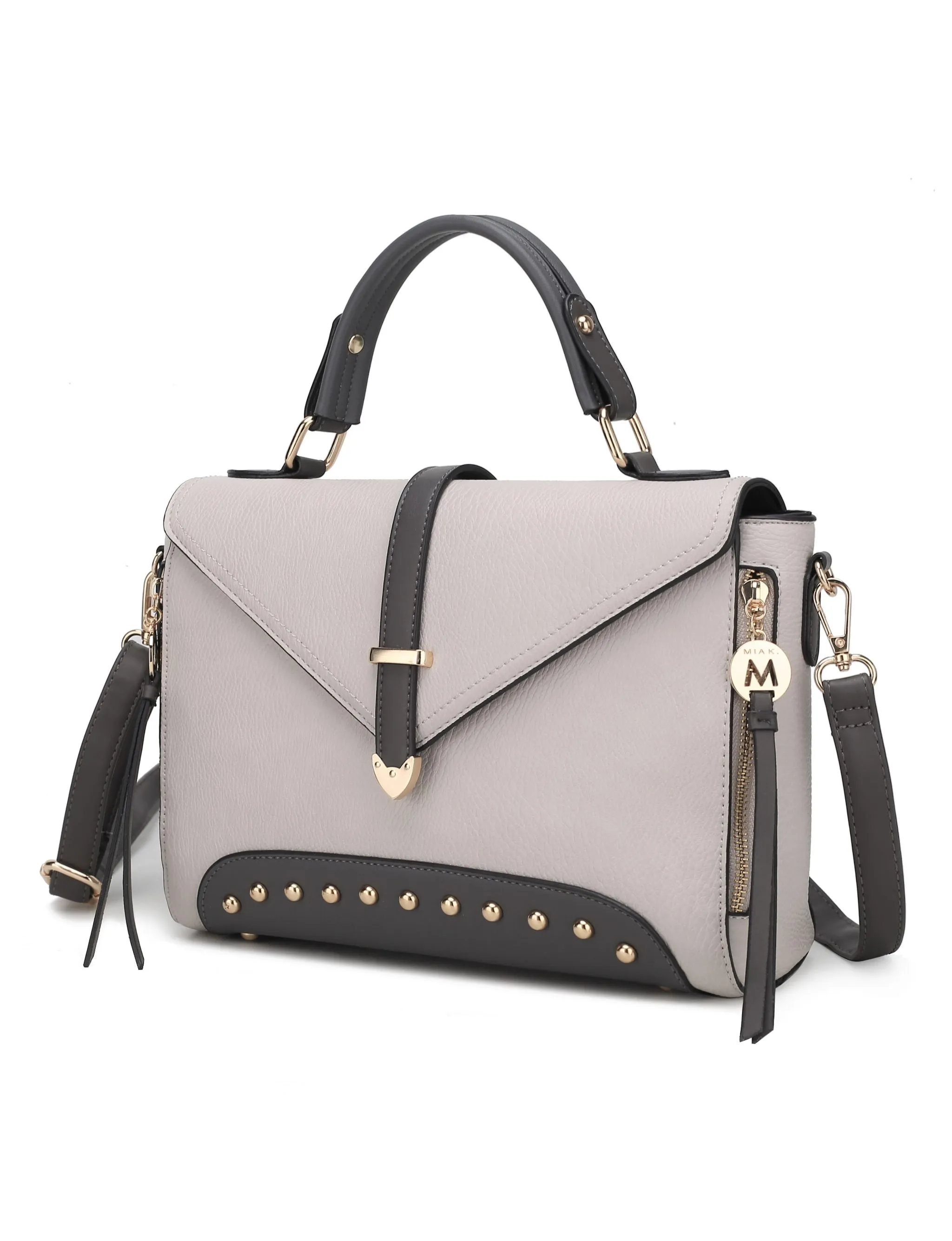Angela vegan Color-Block Leather Womens Satchel Bag