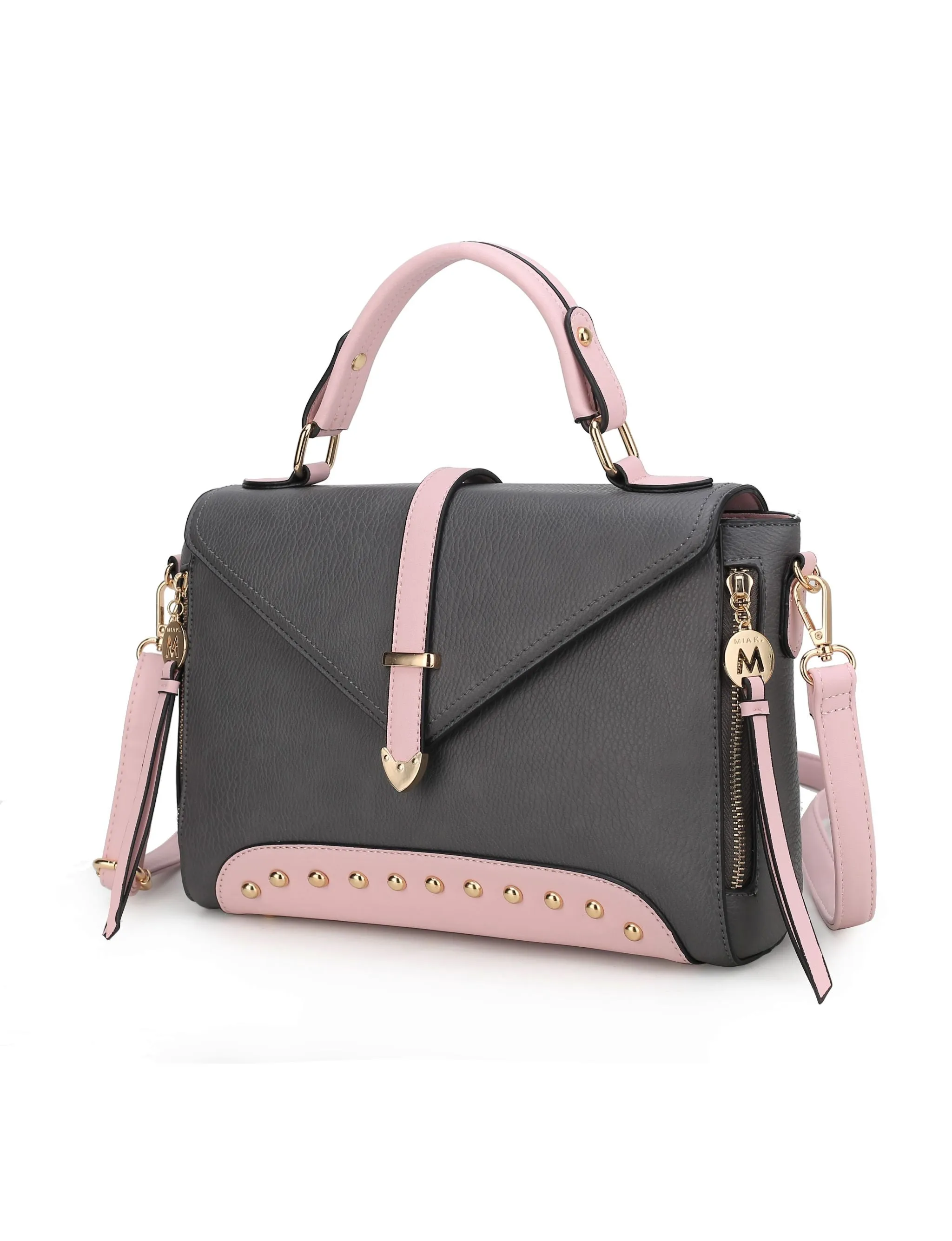 Angela vegan Color-Block Leather Womens Satchel Bag