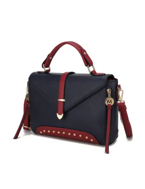 Angela vegan Color-Block Leather Womens Satchel Bag