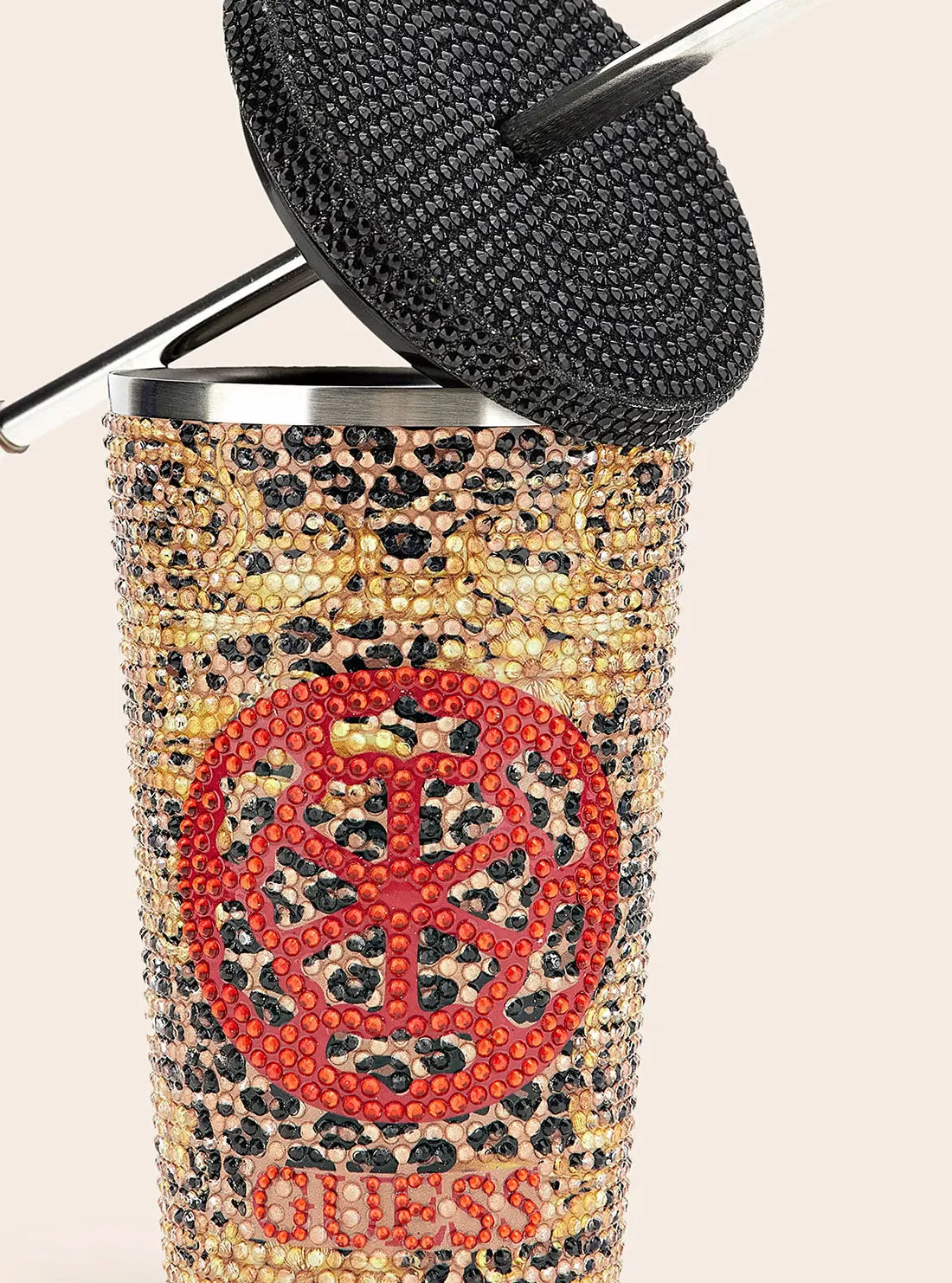 Animal Print Logo Travel Tumbler Cup Guess