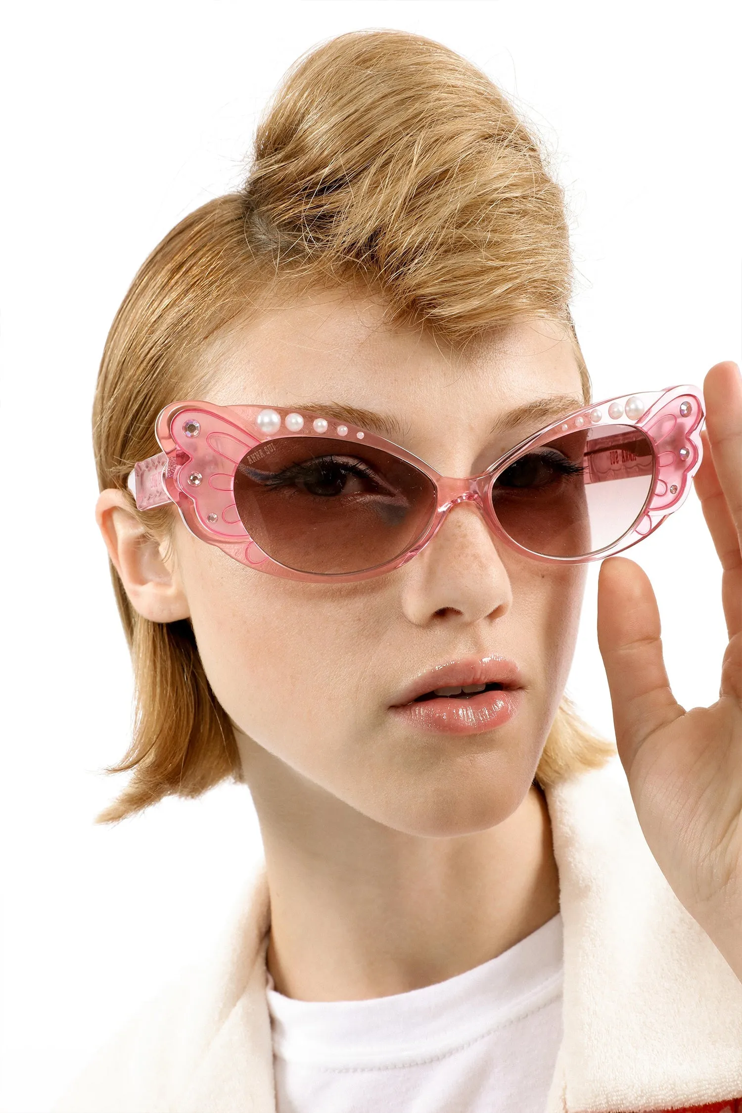 Anna Sui Pearl Wing Sunglasses- Pink Annasui