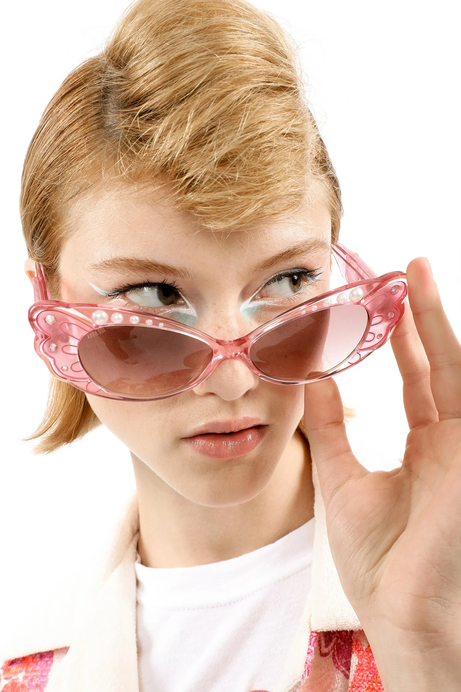 Anna Sui Pearl Wing Sunglasses- Pink Annasui