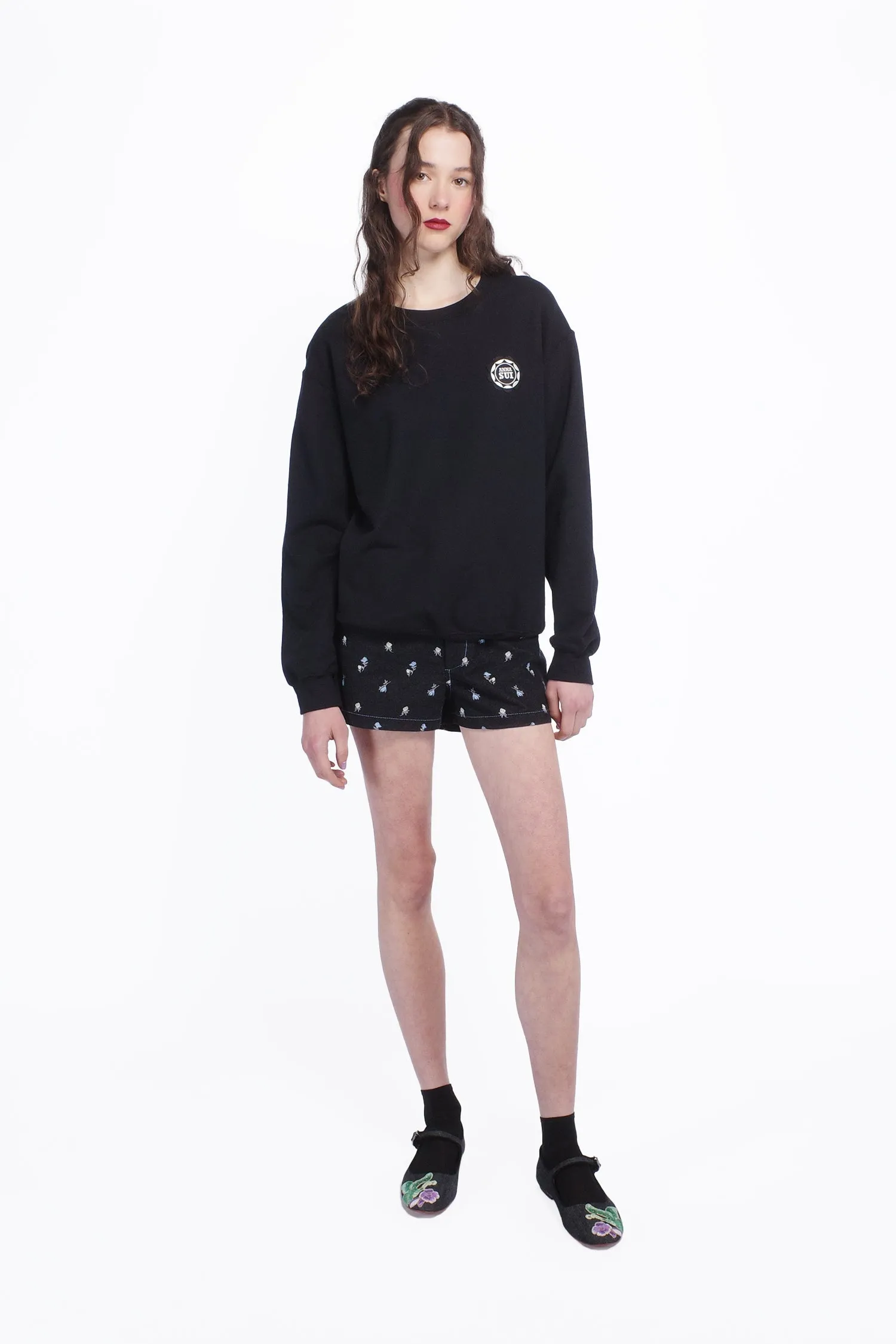 Anna Sui Wings Crew Neck Sweatshirt-Black Annasui