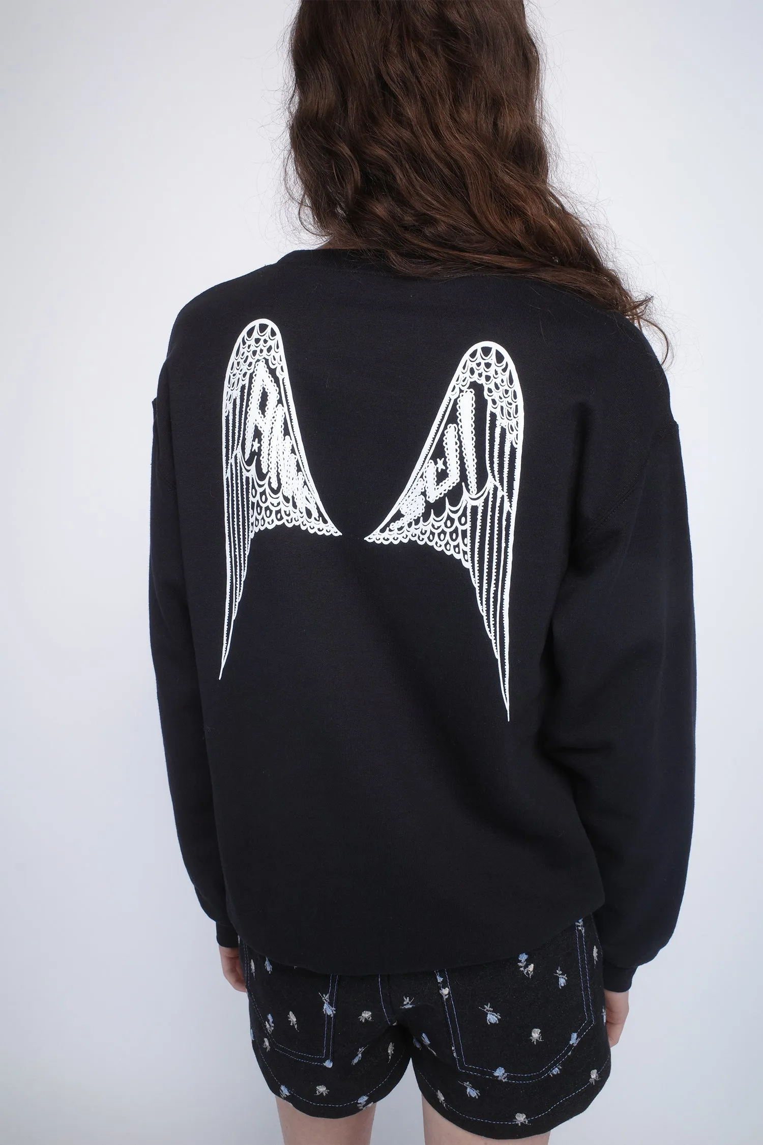 Anna Sui Wings Crew Neck Sweatshirt-Black Annasui