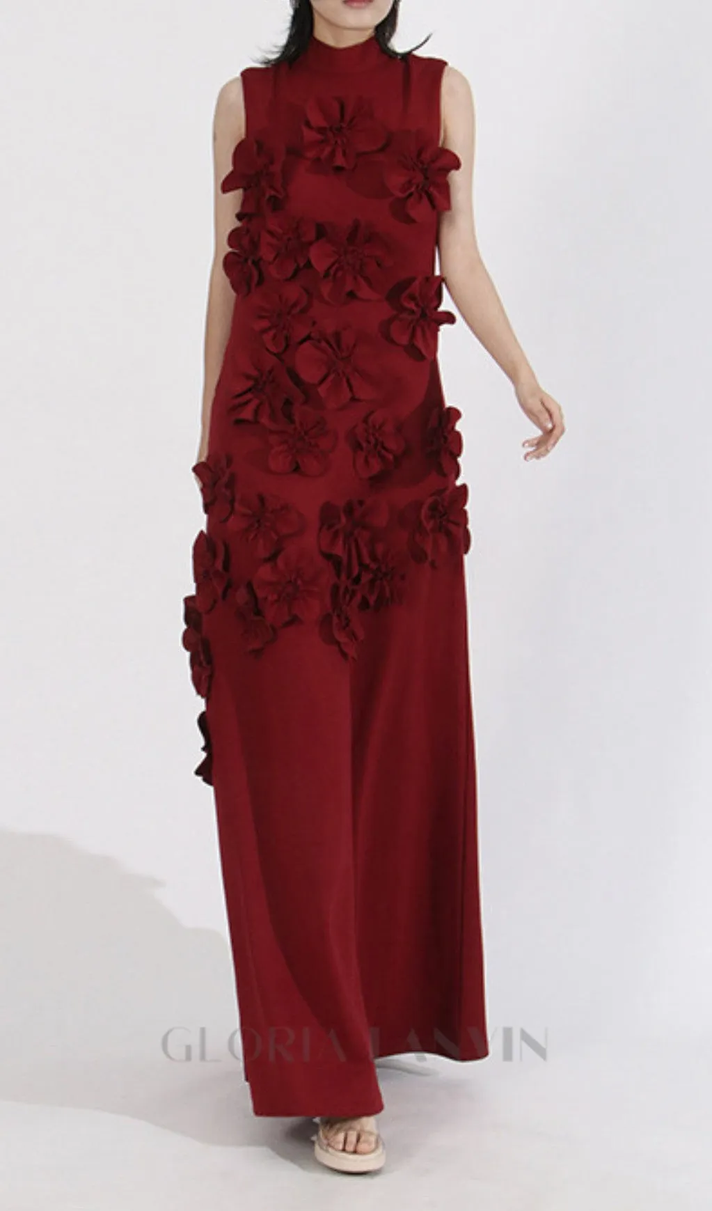 ANNONA RED FLOWER EMBELLISHED MAXI DRESS Gloria Lanvin
