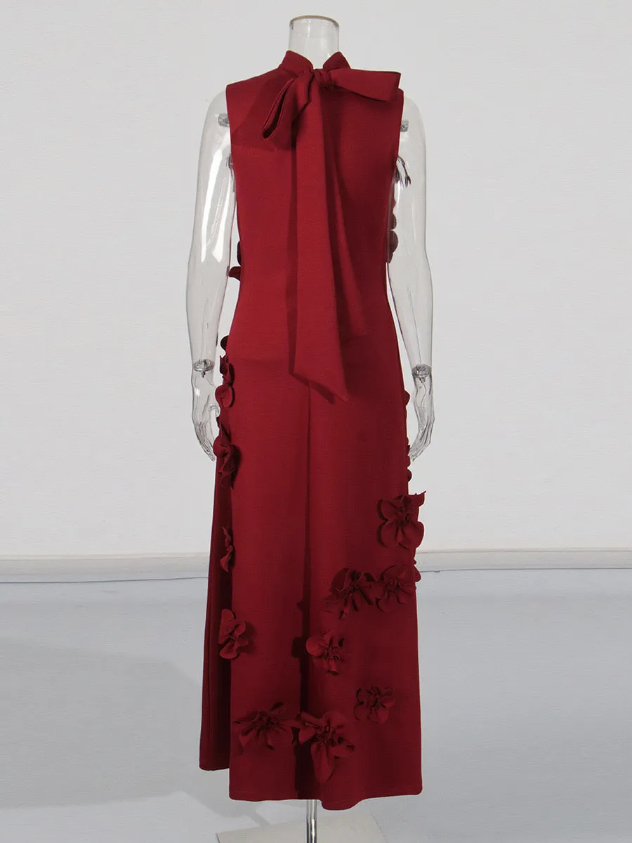 ANNONA RED FLOWER EMBELLISHED MAXI DRESS Gloria Lanvin