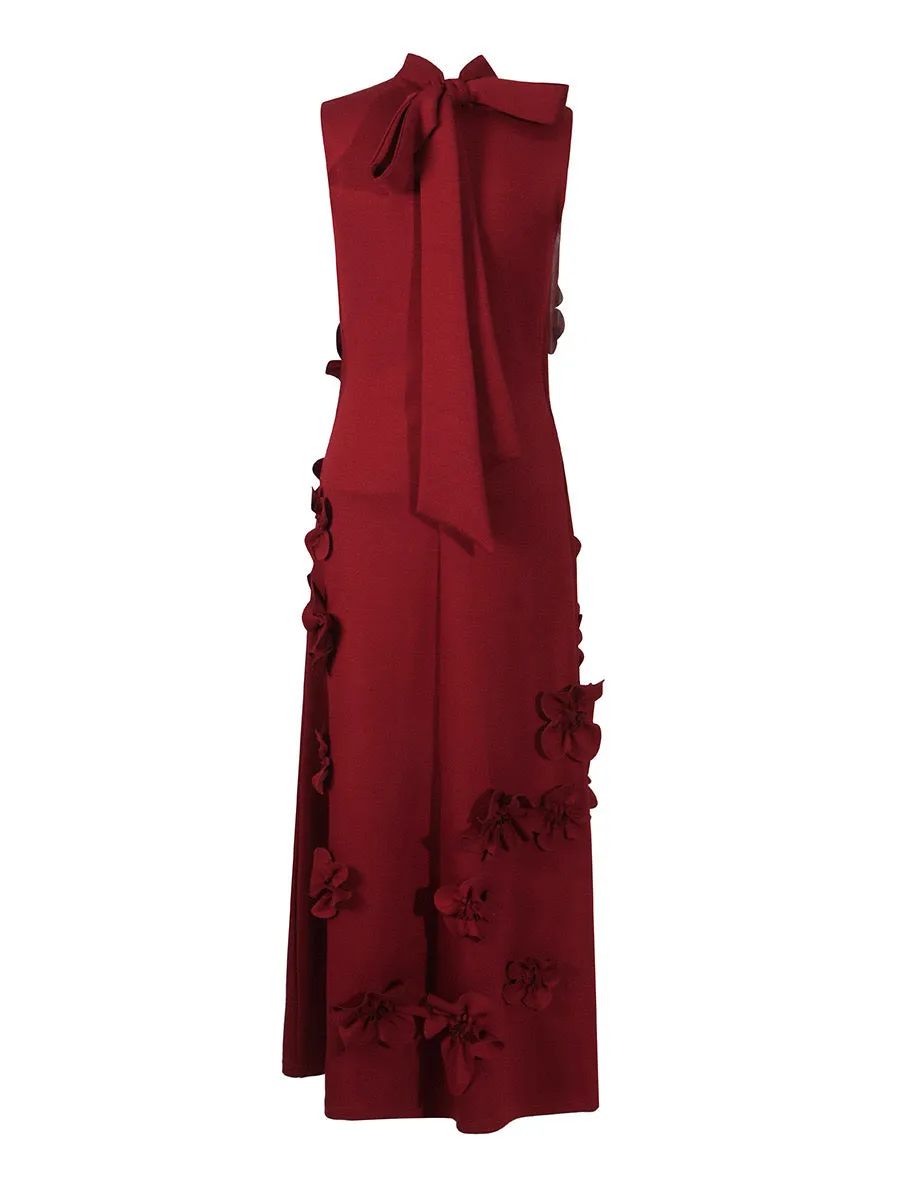 ANNONA RED FLOWER EMBELLISHED MAXI DRESS Gloria Lanvin